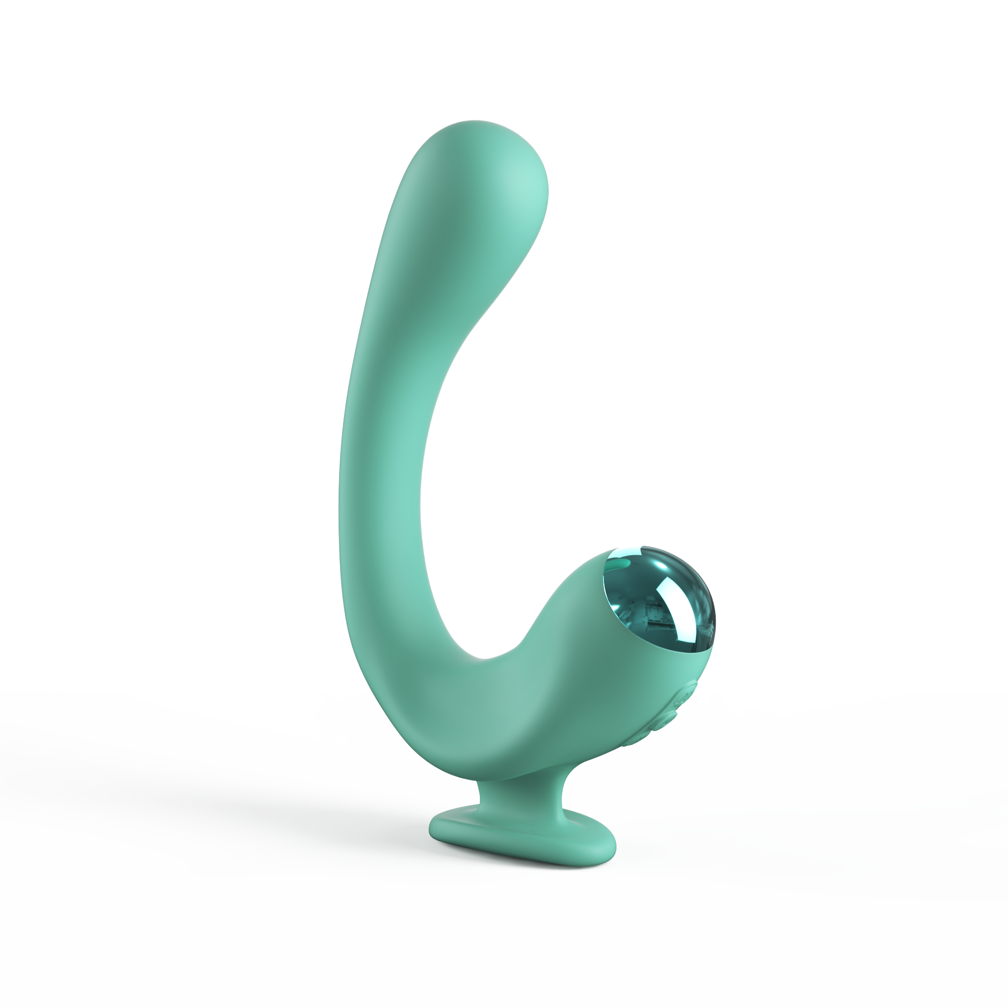 The JIMMYJANE® Reflexx™ Gripp™ 2 is a teal, curved silicone G-spot massager with a rounded base and metallic accent, designed as a discreet vibrator.