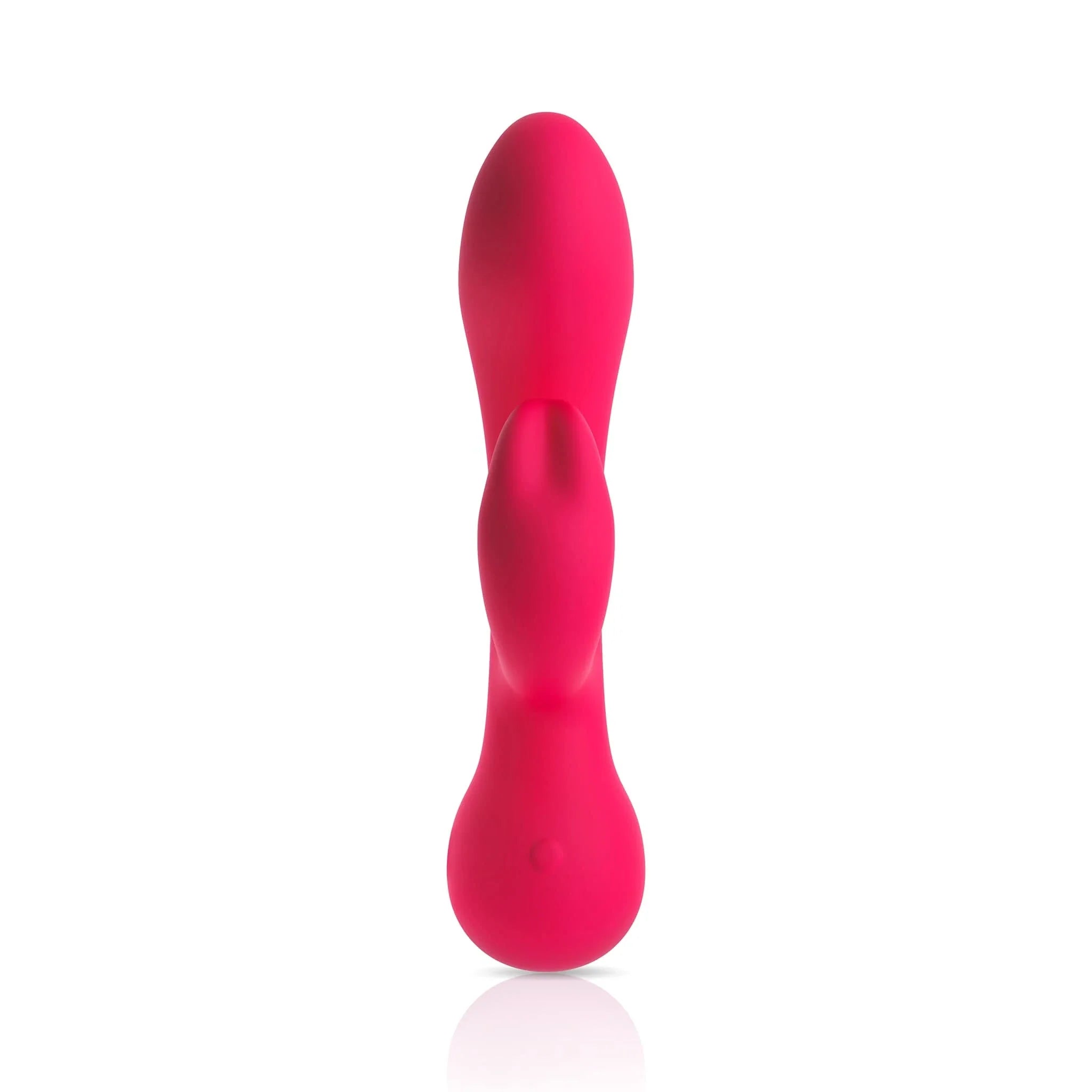 The JIMMYJANE® Ruby Rabbit is a pink silicone vibrator with a curved, contoured design for G-Spot and clitoral stimulation, shown on a white background.