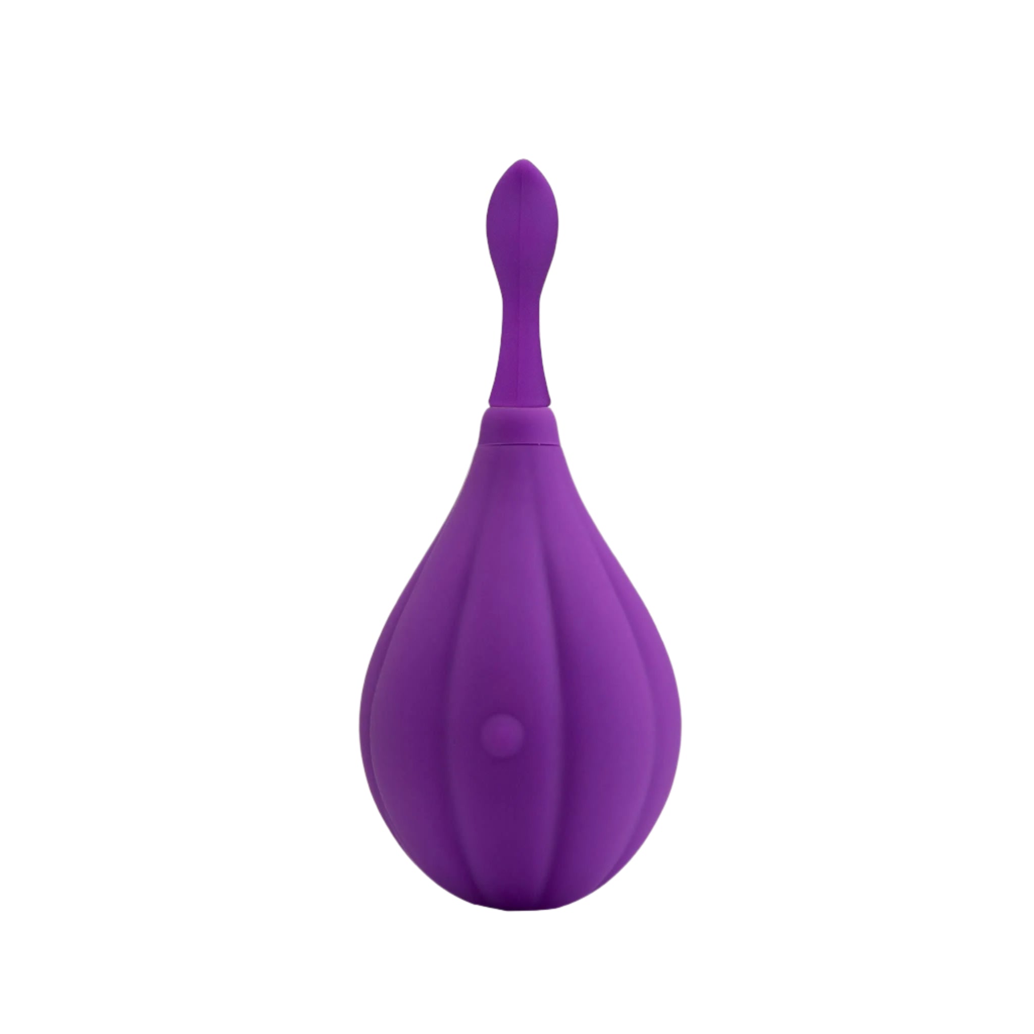 The JIMMYJANE® Focus™ is a purple rubber bulb syringe with a long, narrow nozzle, shown upright on a white background; it features interchangeable silicone head attachments for versatile clitoral stimulation.