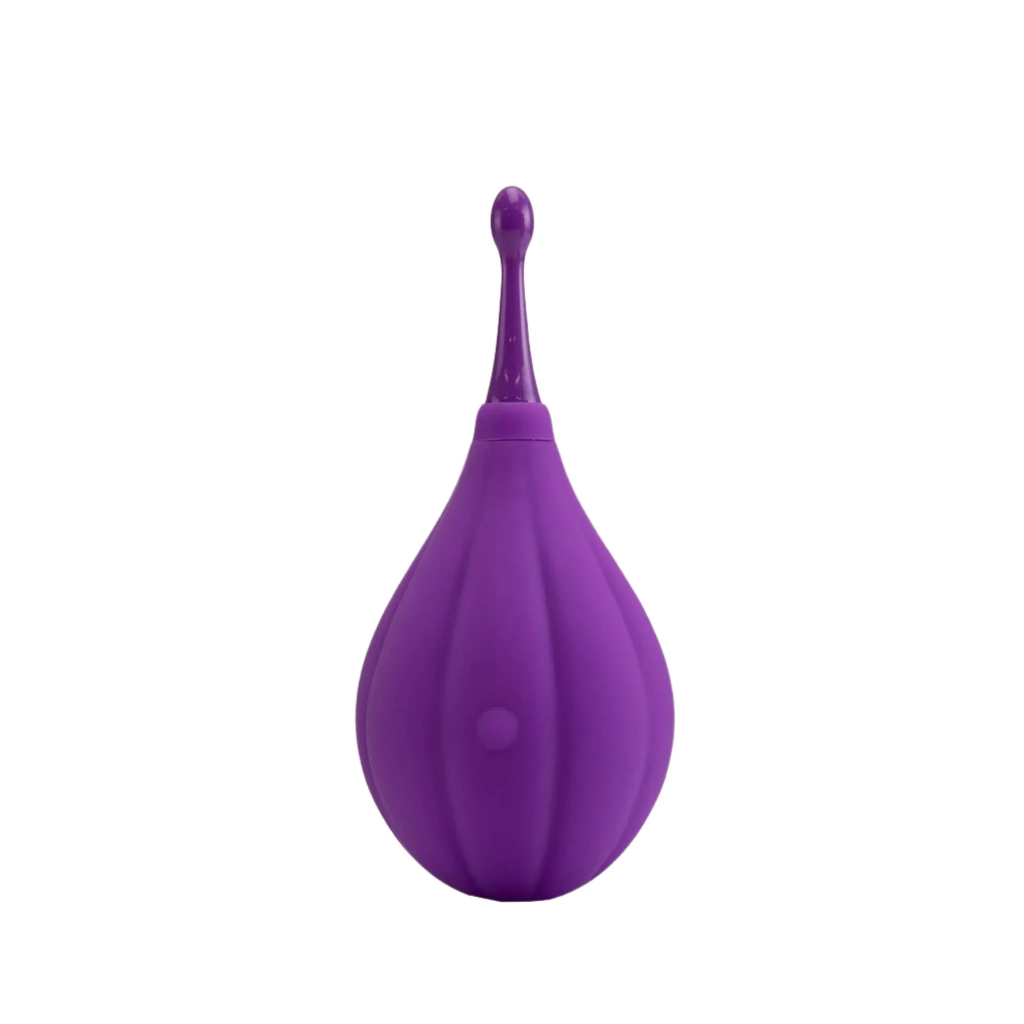 The JIMMYJANE® Focus™ features a purple rubber bulb and a long, narrow nozzle, resembling some interchangeable silicone clitoral stimulator heads, and is displayed against a white background.