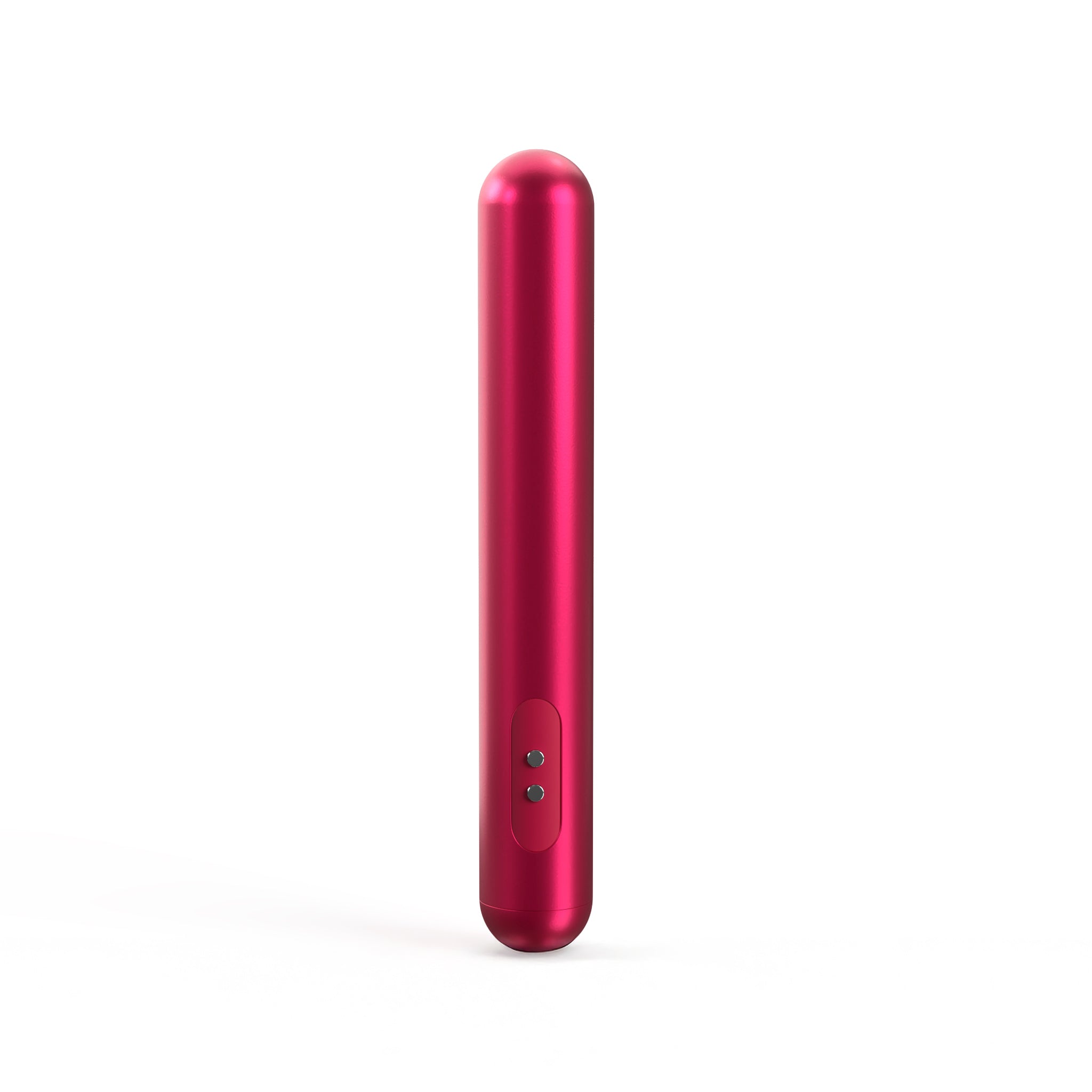 The JIMMYJANE® Chroma™ is a red, cylindrical bullet vibrator with two small buttons, shown standing upright on a white background.