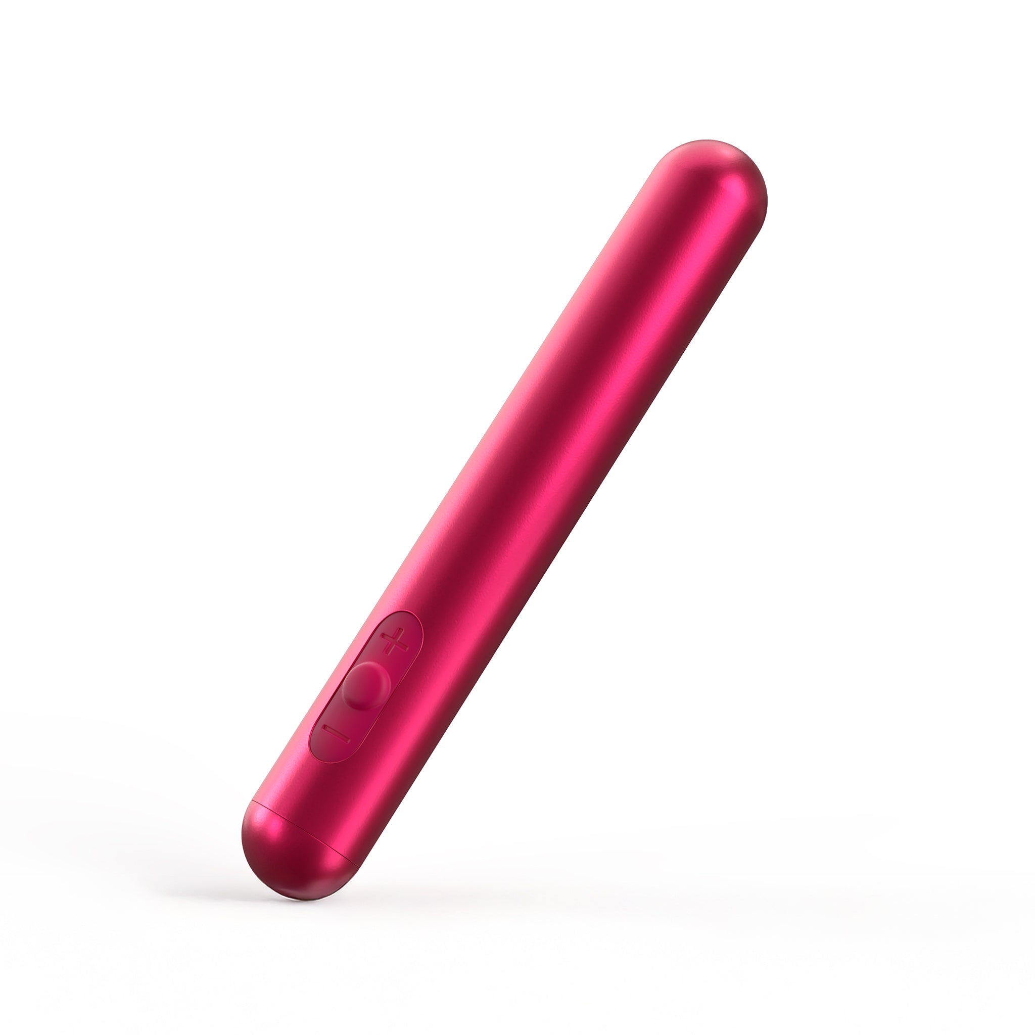 A metallic pink JIMMYJANE® Chroma™ bullet vibrator with buttons is displayed upright on a white background.