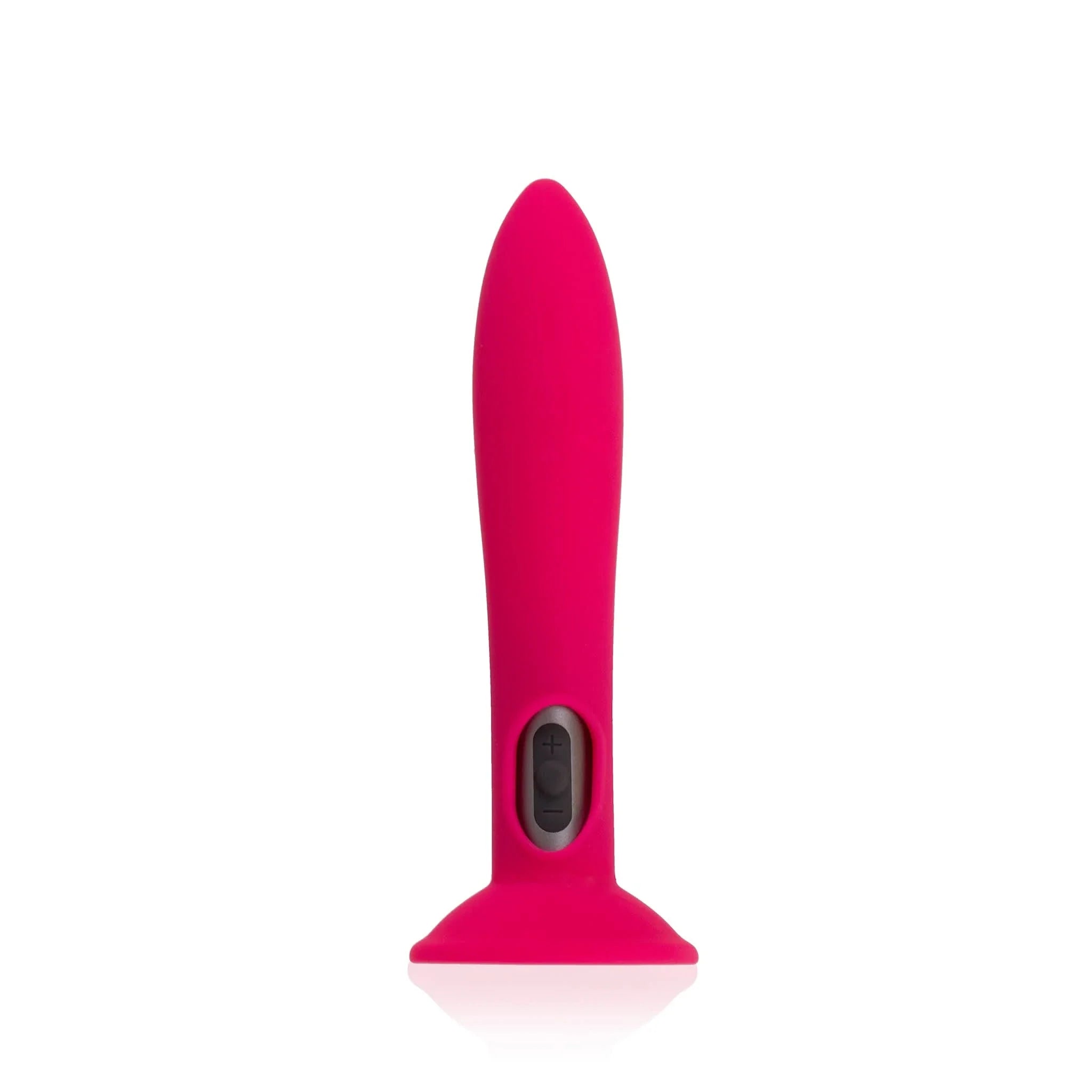 The JIMMYJANE® Chroma™Sleeve 1 is a pink silicone, plug-shaped adult toy with a flared base, hands-free suction cup, and small control button, shown on a white background.