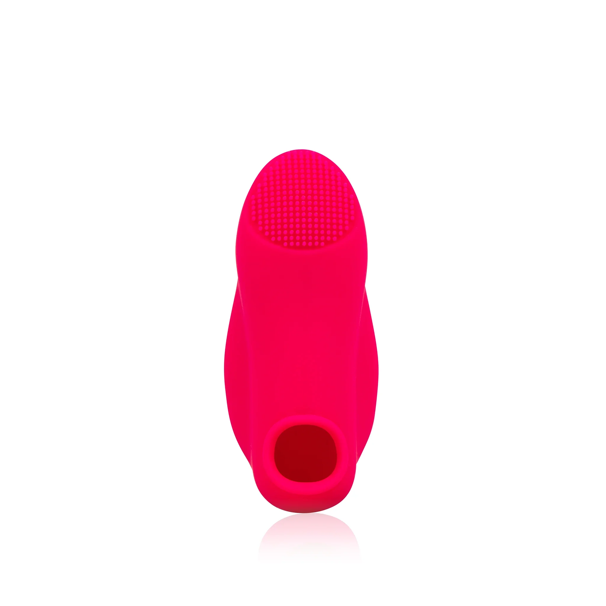 The JIMMYJANE® Chroma™ Mini Sleeve 2 is a bright pink silicone sleeve featuring a textured tip and open end, shown on a white background. This waterproof accessory combines vibrant style with practical functionality.