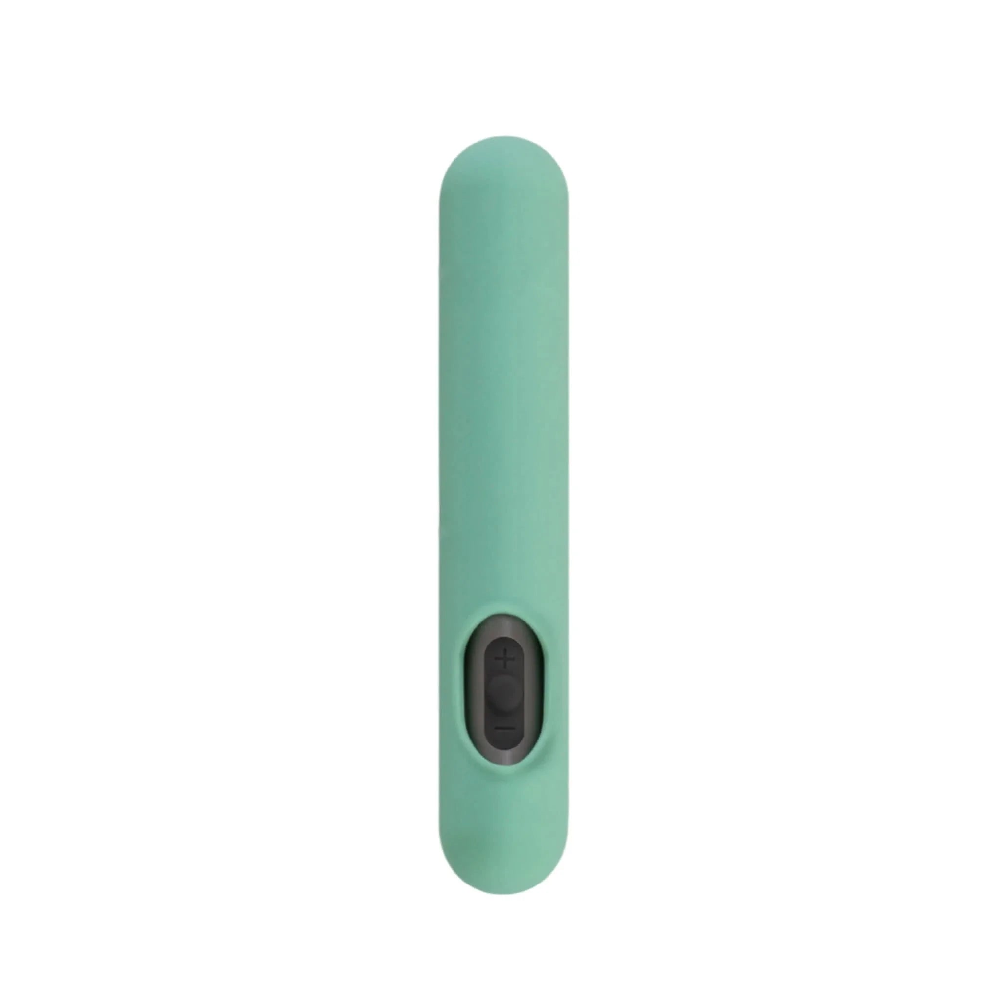 The JIMMYJANE® Chroma™ Sleeve 3 is a mint green bullet vibrator with a black button, displayed vertically on a white background, and comes with a smooth silicone sleeve for added comfort.