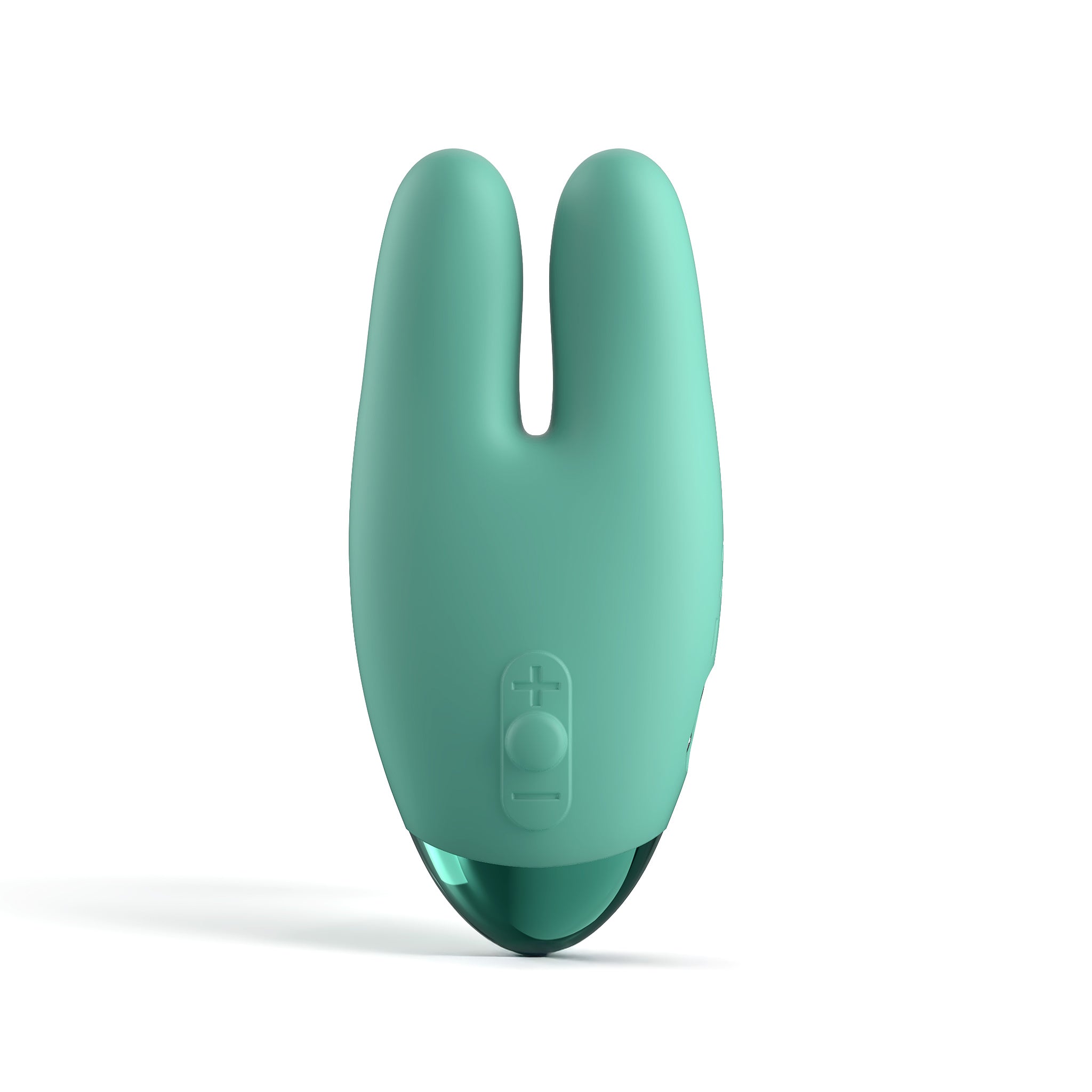 A teal JIMMYJANE® Form 2 Gripp™ personal massager with two prongs, flexible silicone design, and front control buttons, shown isolated on a white background.