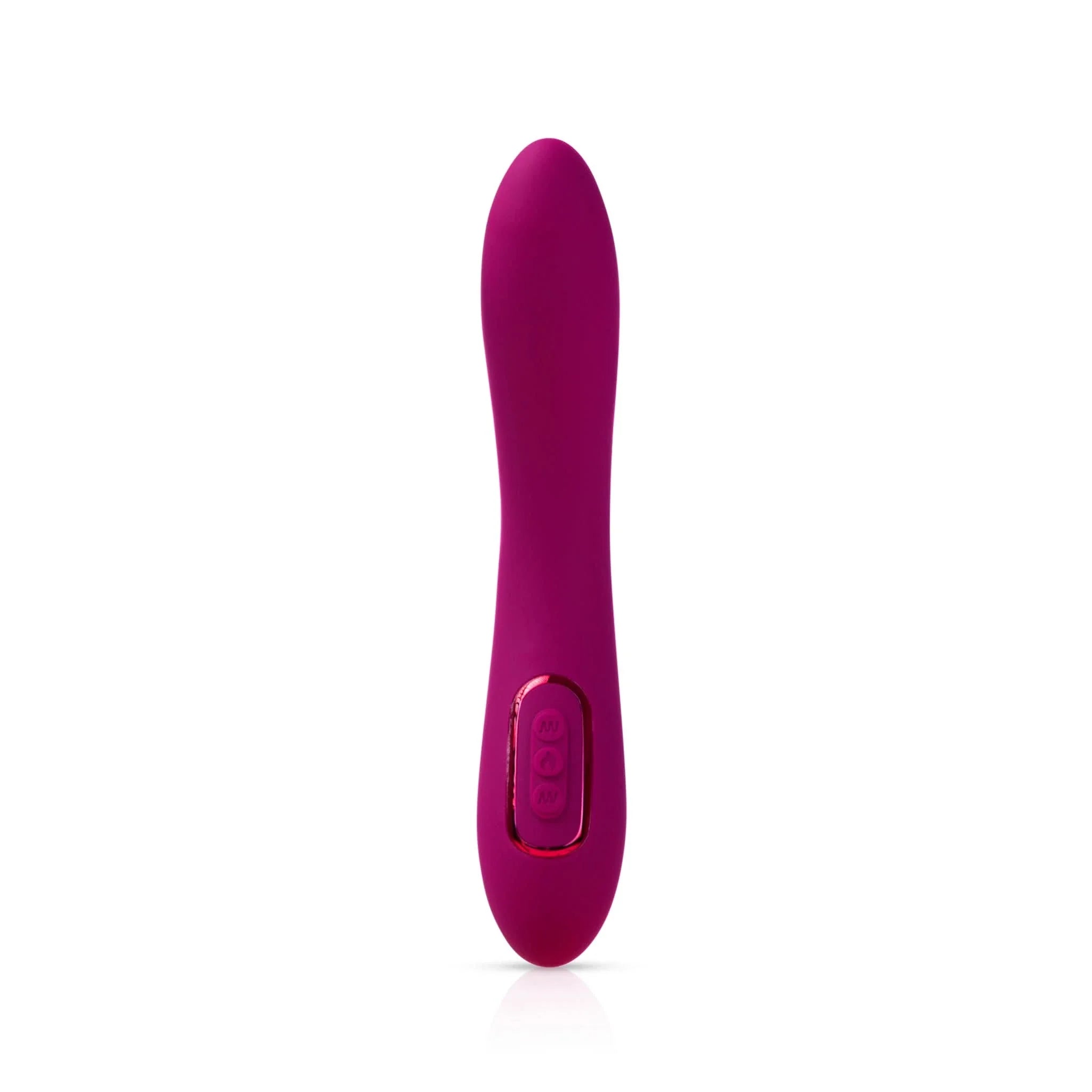The Solis™ Form 6® by JIMMYJANE® is a purple silicone vibrator with an ergonomic design and intuitive control buttons, shown upright on a white background.