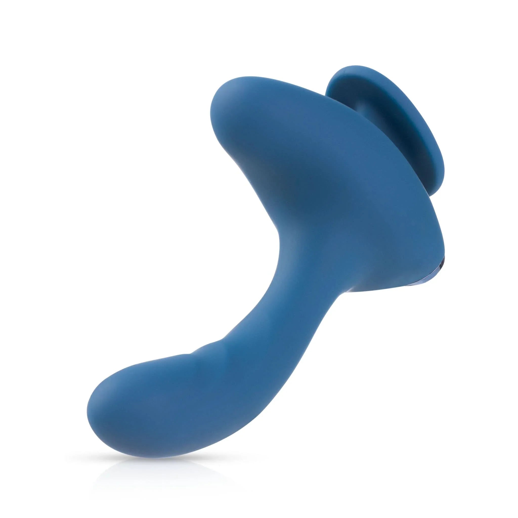 The JIMMYJANE® Solis™ Kyrios is a blue silicone prostate massager with dual motors, a curved design, and a flared base, shown on a white background.