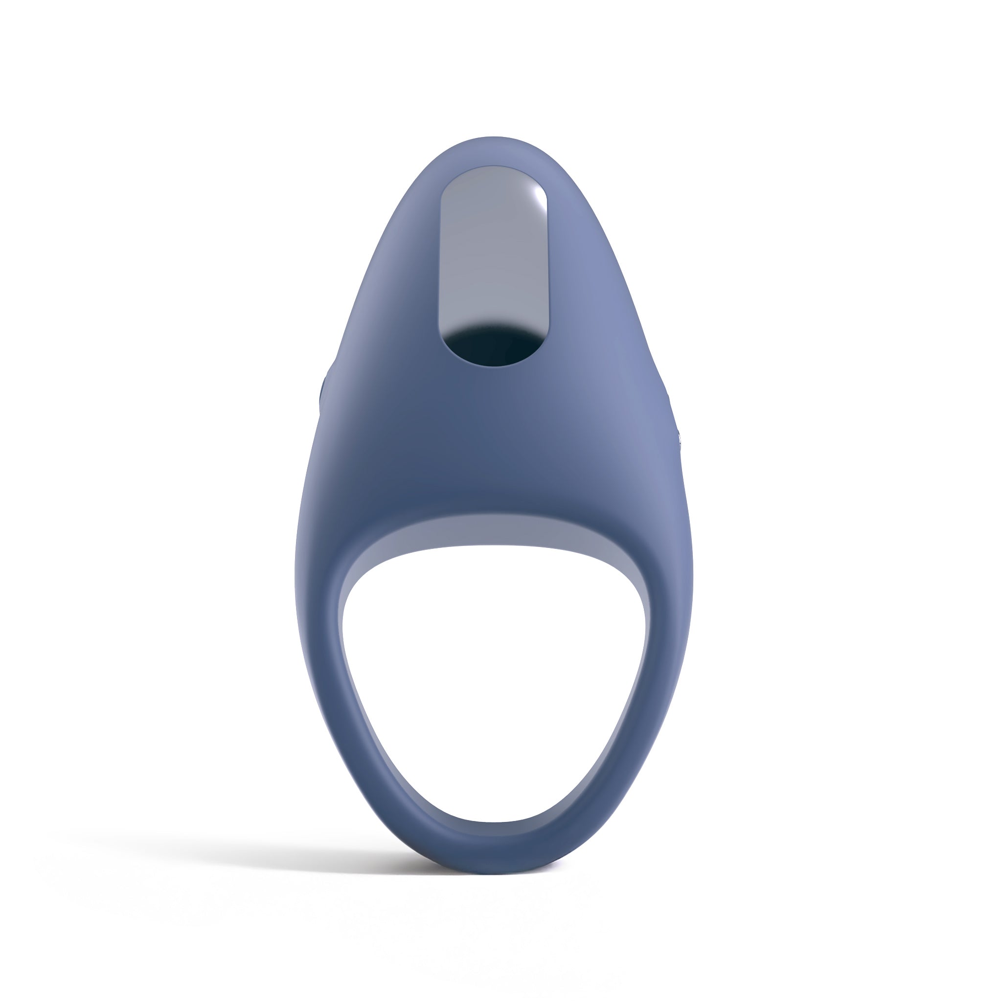 The JIMMYJANE® Tarvos™ with Remote, a blue silicone vibrating c-ring with metallic accent for clitoral stimulation, is displayed against a white background.