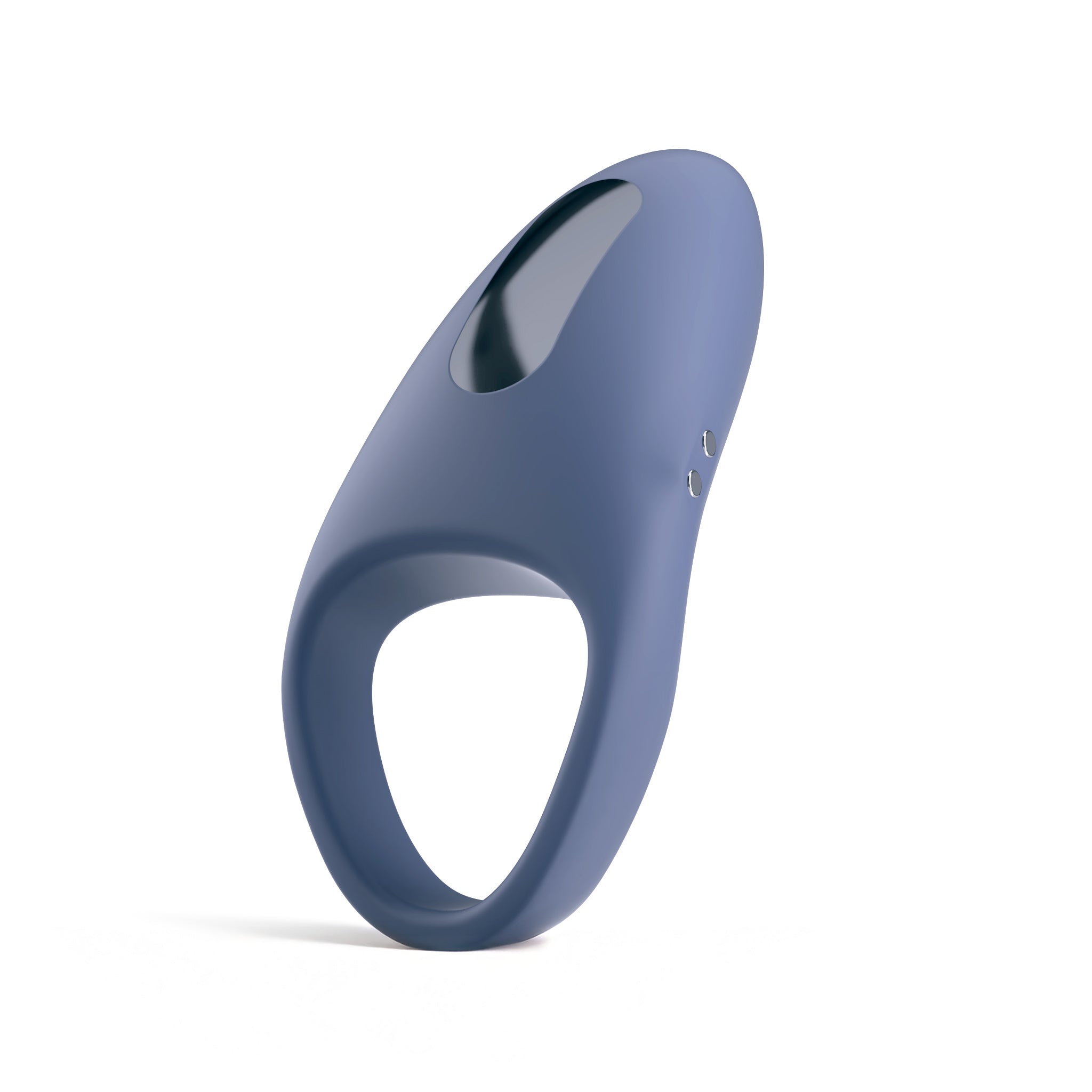 The JIMMYJANE® Tarvos™ with Remote is a blue vibrating silicone c-ring with an oval black accent for clitoral stimulation, shown on a white background.