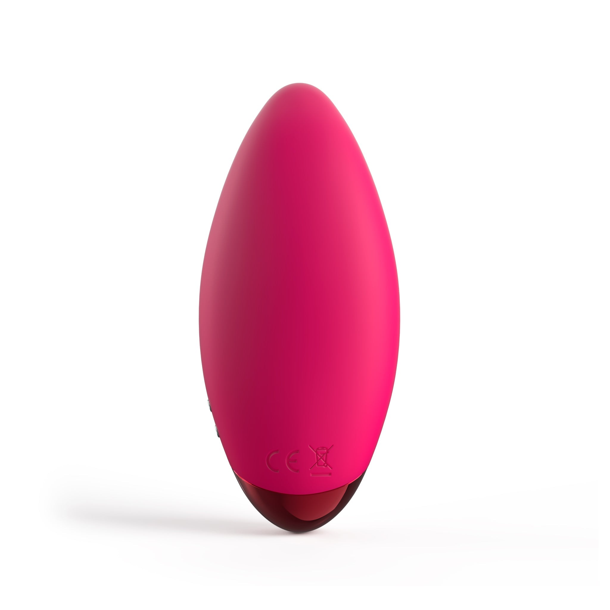 The JIMMYJANE® Form 3® Pro is a pink, oval-shaped lay-on vibrator with a smooth surface for clitoral stimulation, shown on a white background.