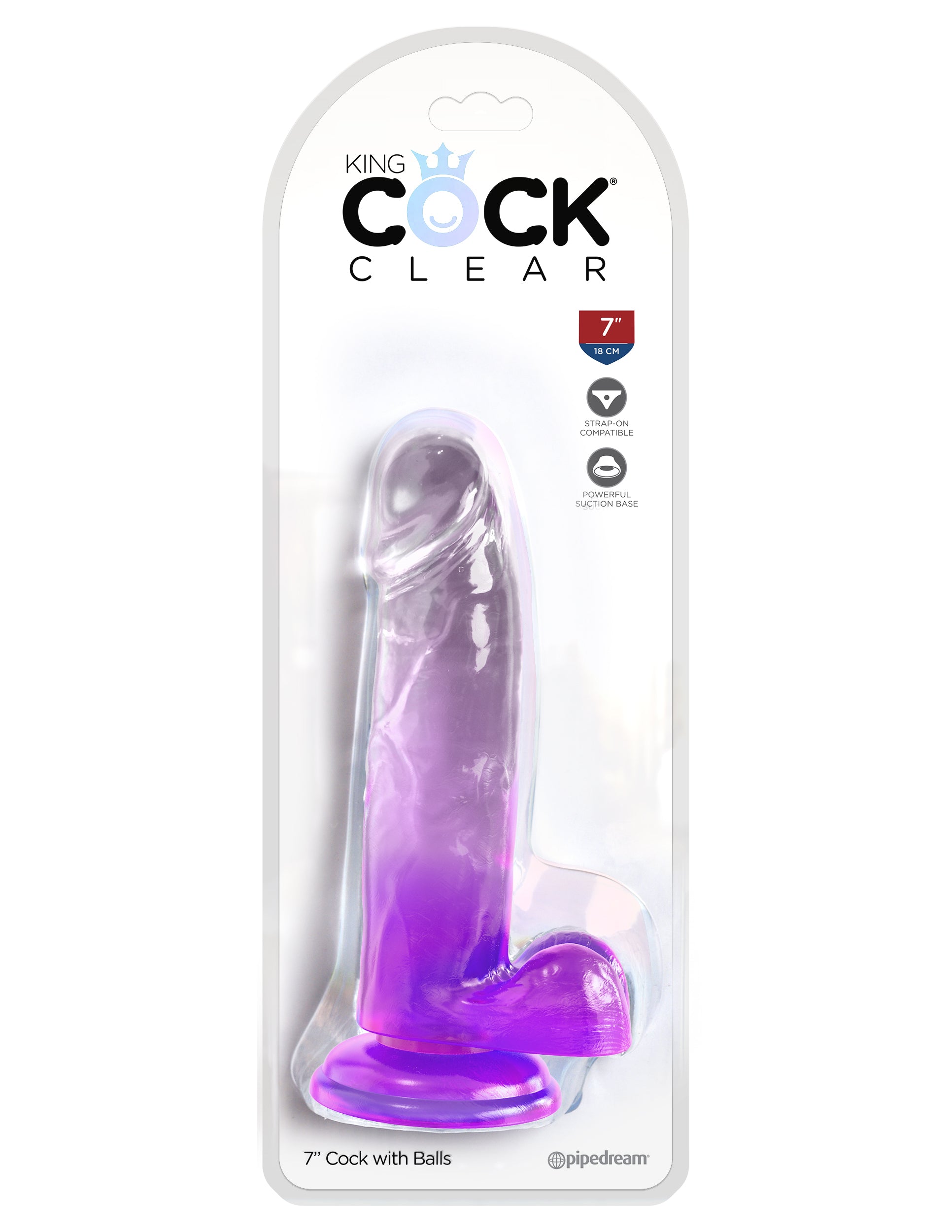 King Cock Clear 7" with Balls - Purple