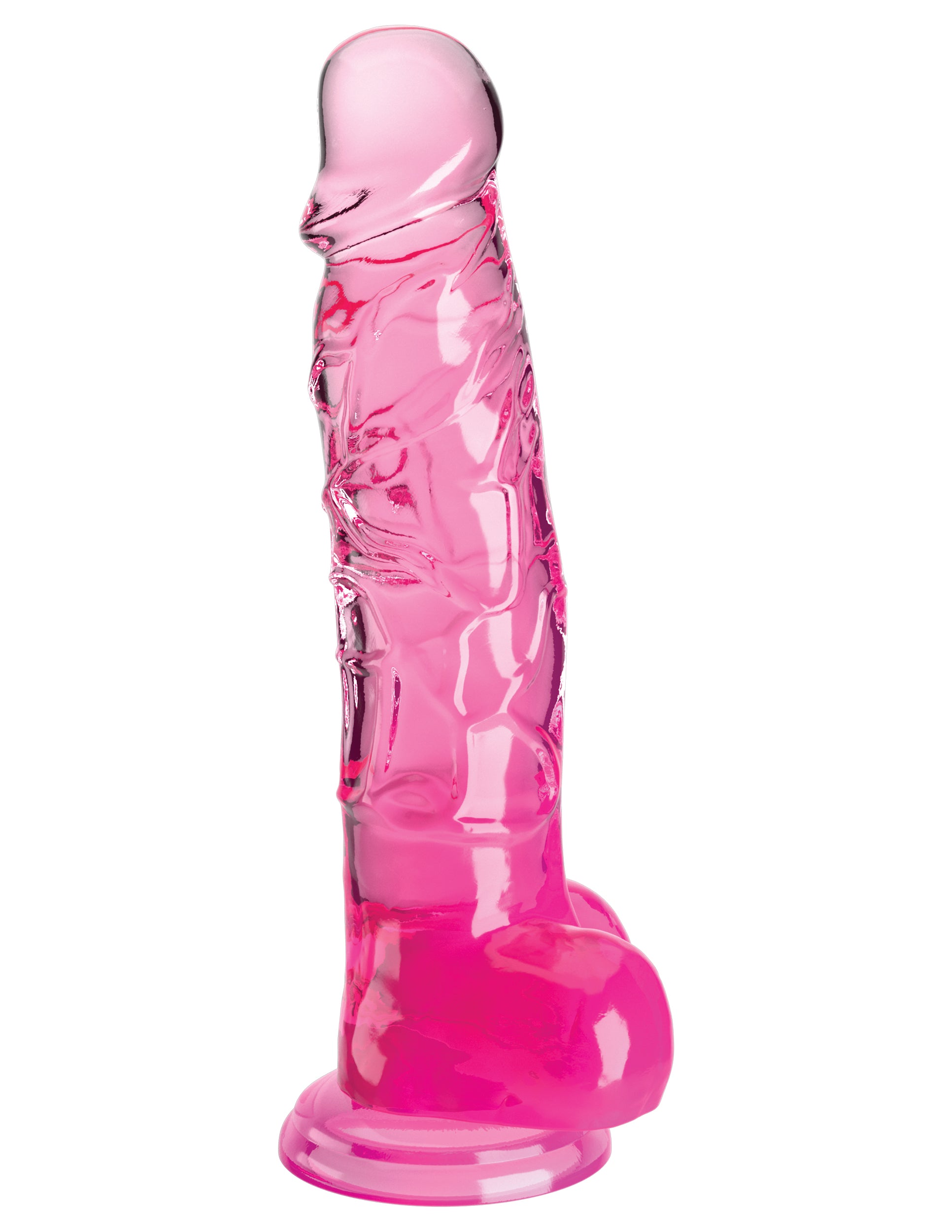 King Cock Clear 8" with Balls - Pink