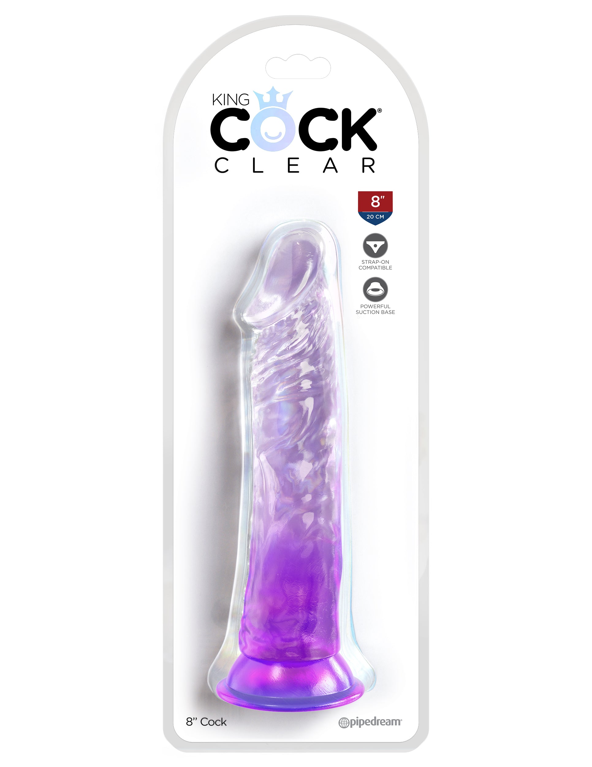 King Cock Clear 8" - Cock Purple