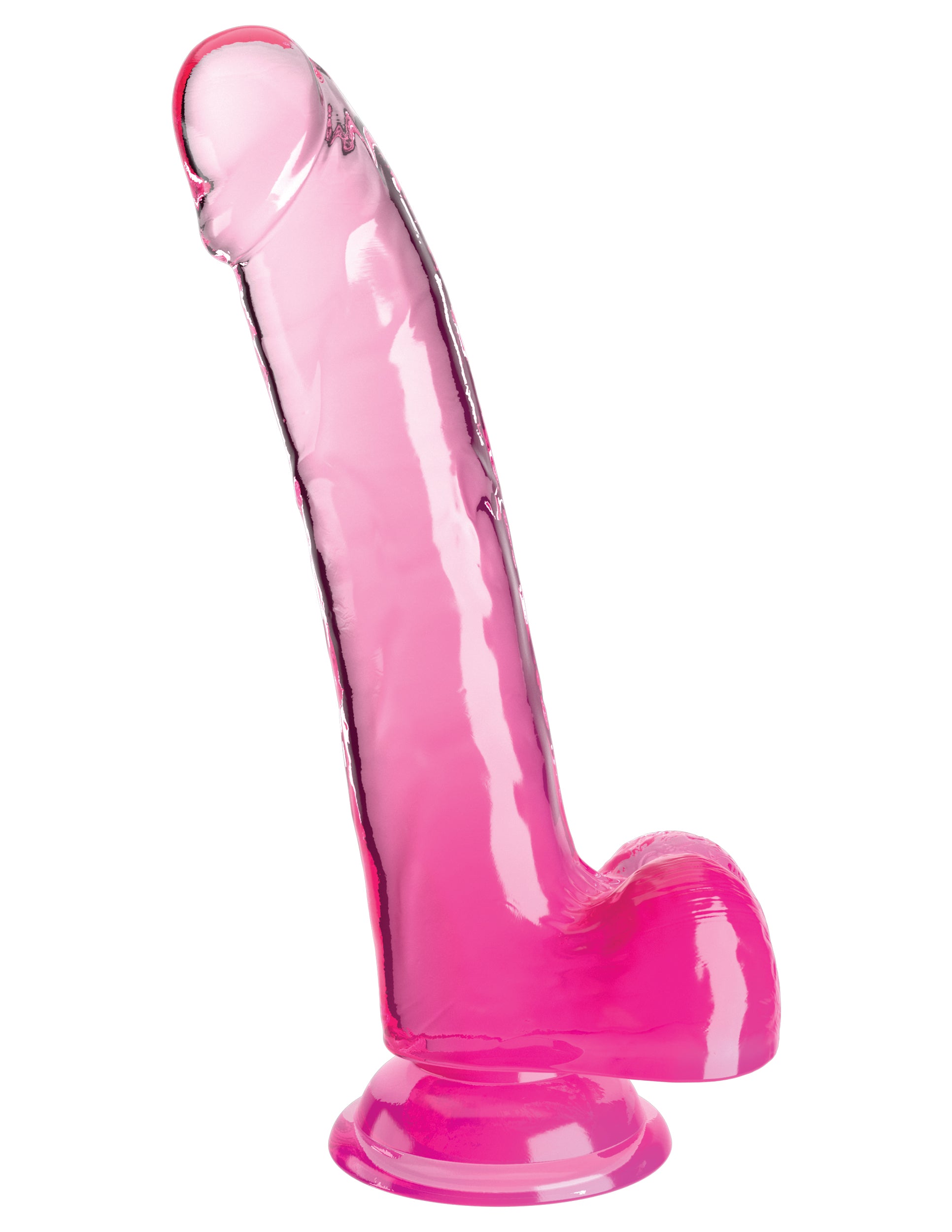 King Cock Clear 9" with Balls - Pink