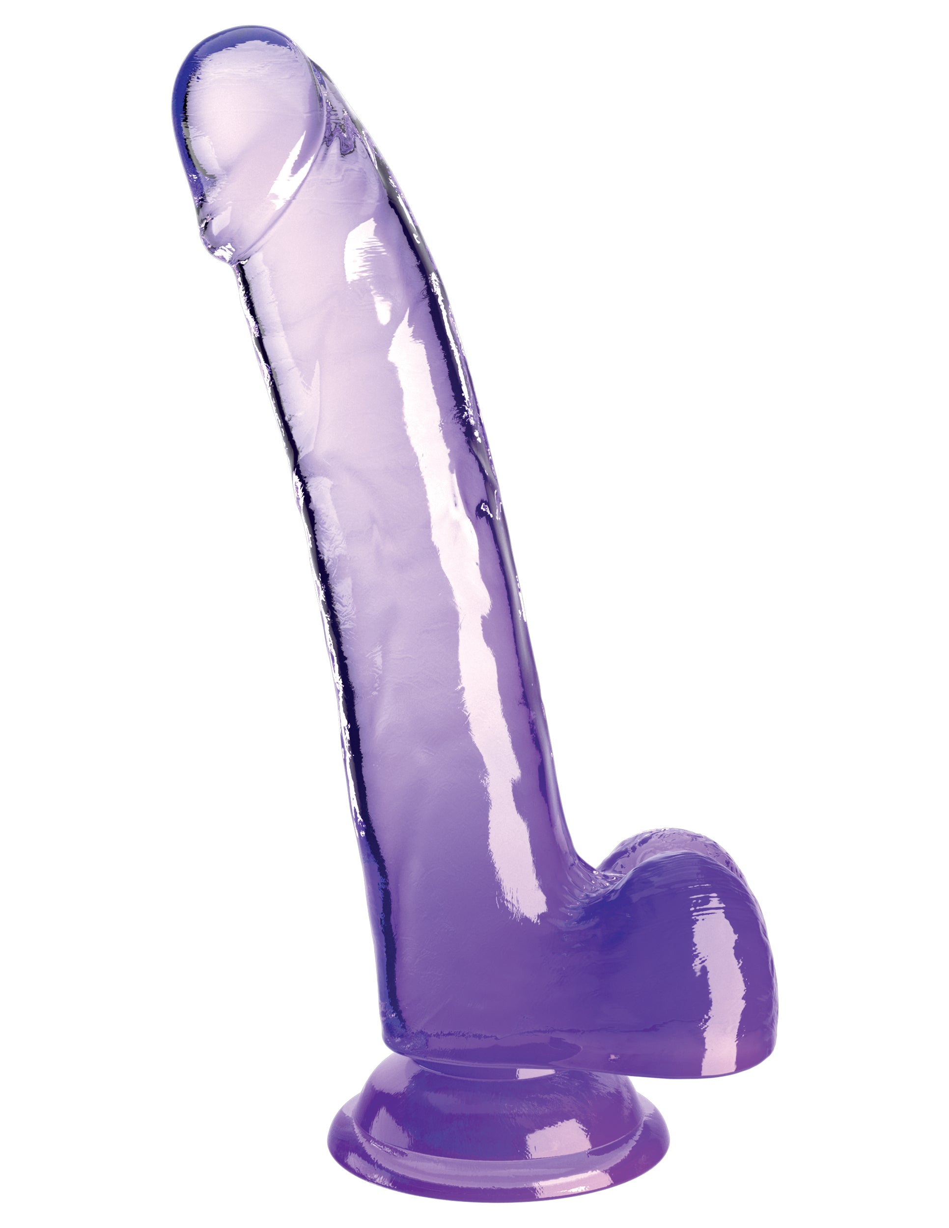 King Cock Clear 9" with Balls - Purple