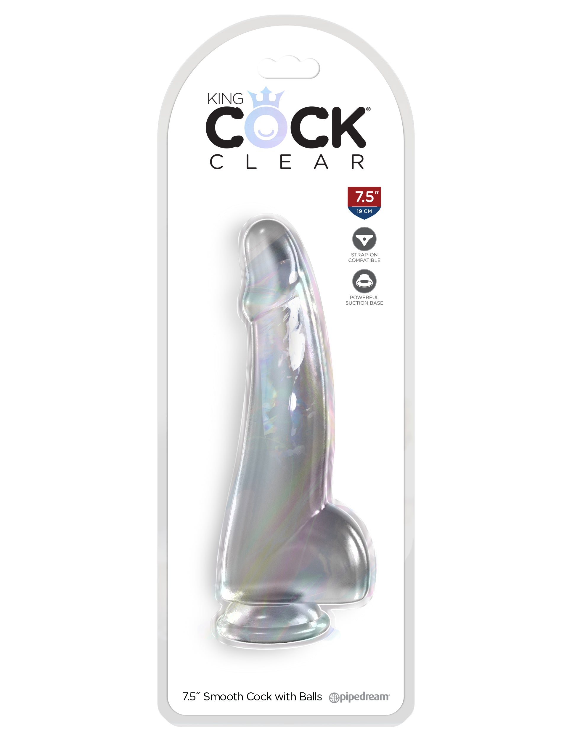 King Cock Clear 7.5" Smooth Cock With Balls