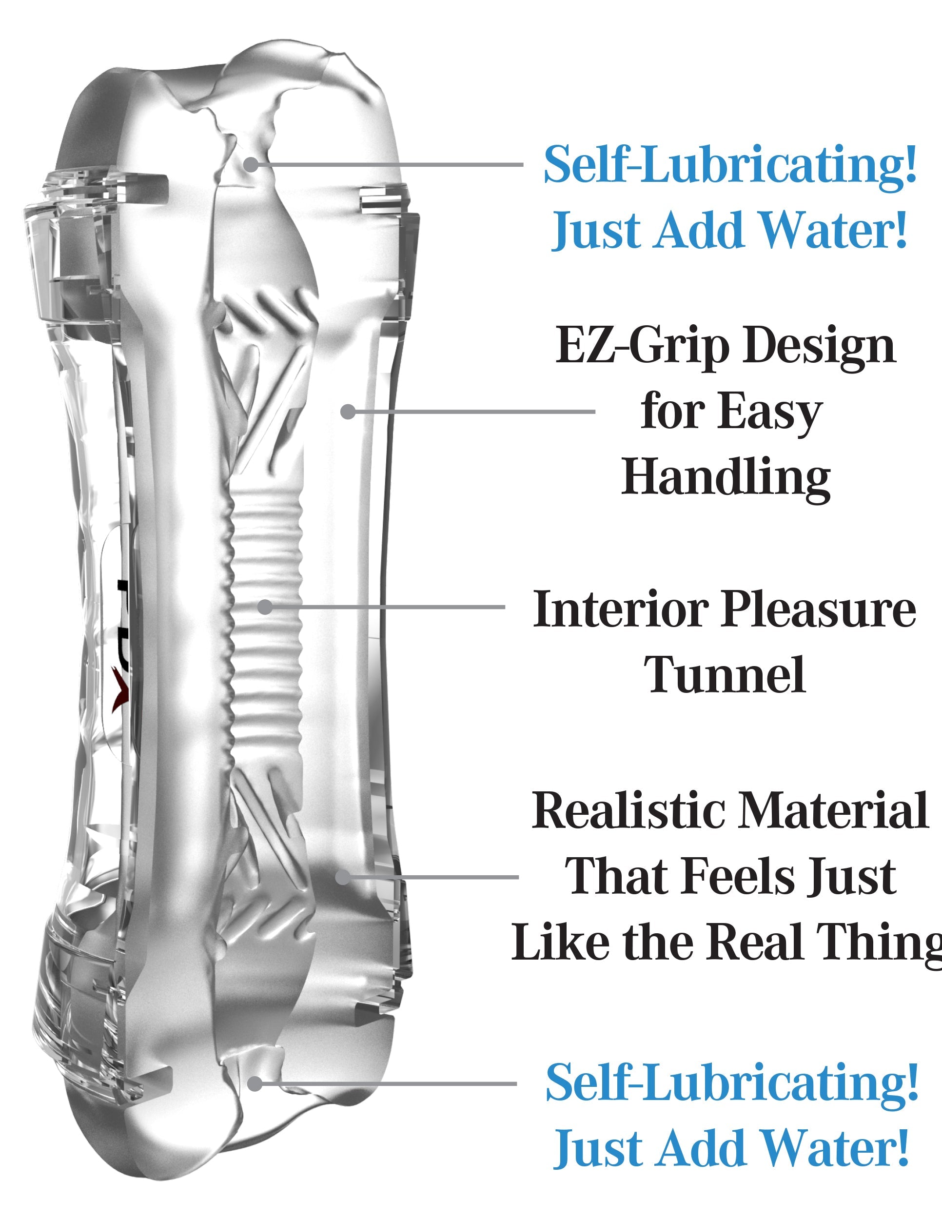 Wet Pussies Super Flip-A-Pussy Over Self-Lubricating Dual-Ended Stroker - Frosted