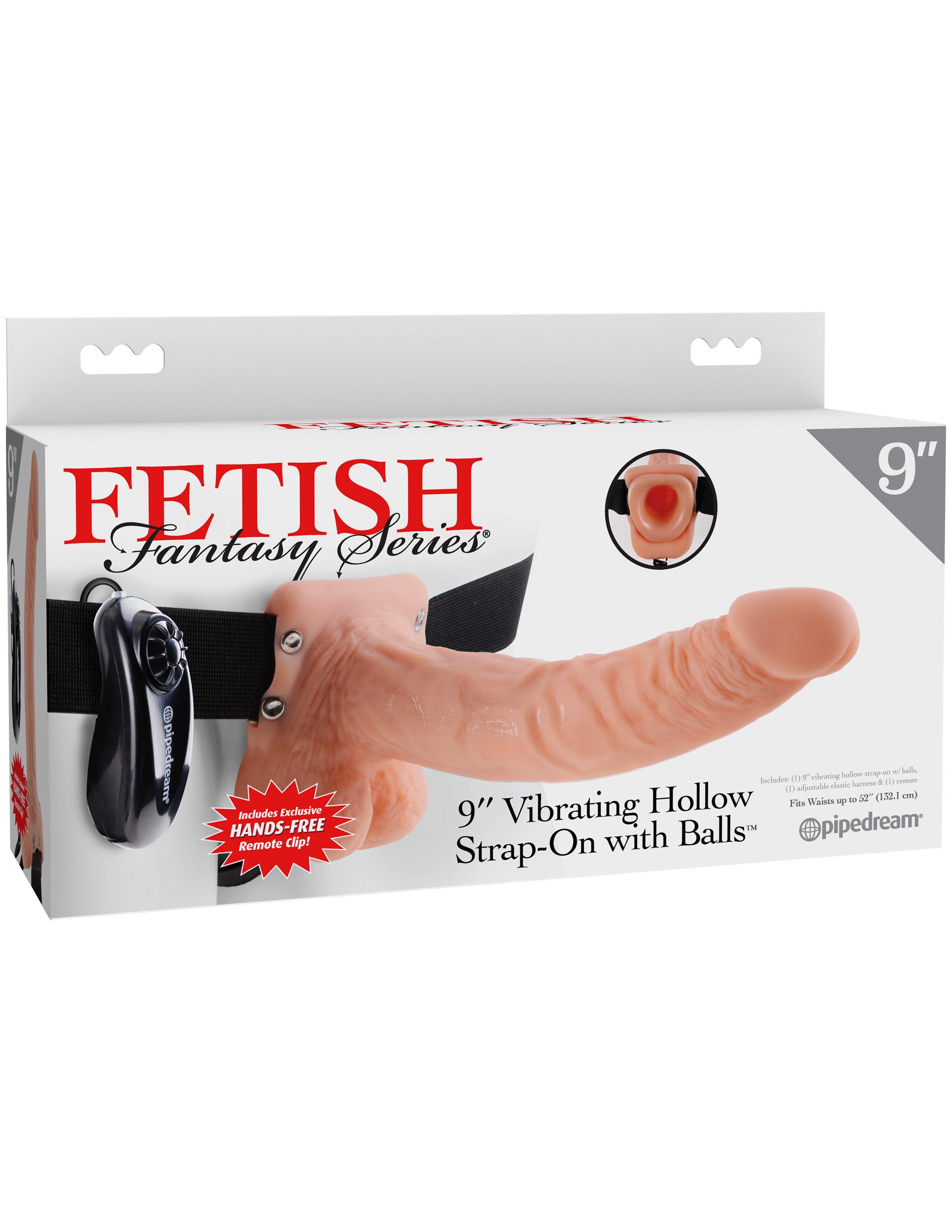 9" Vibrating Hollow Strap-On with Balls