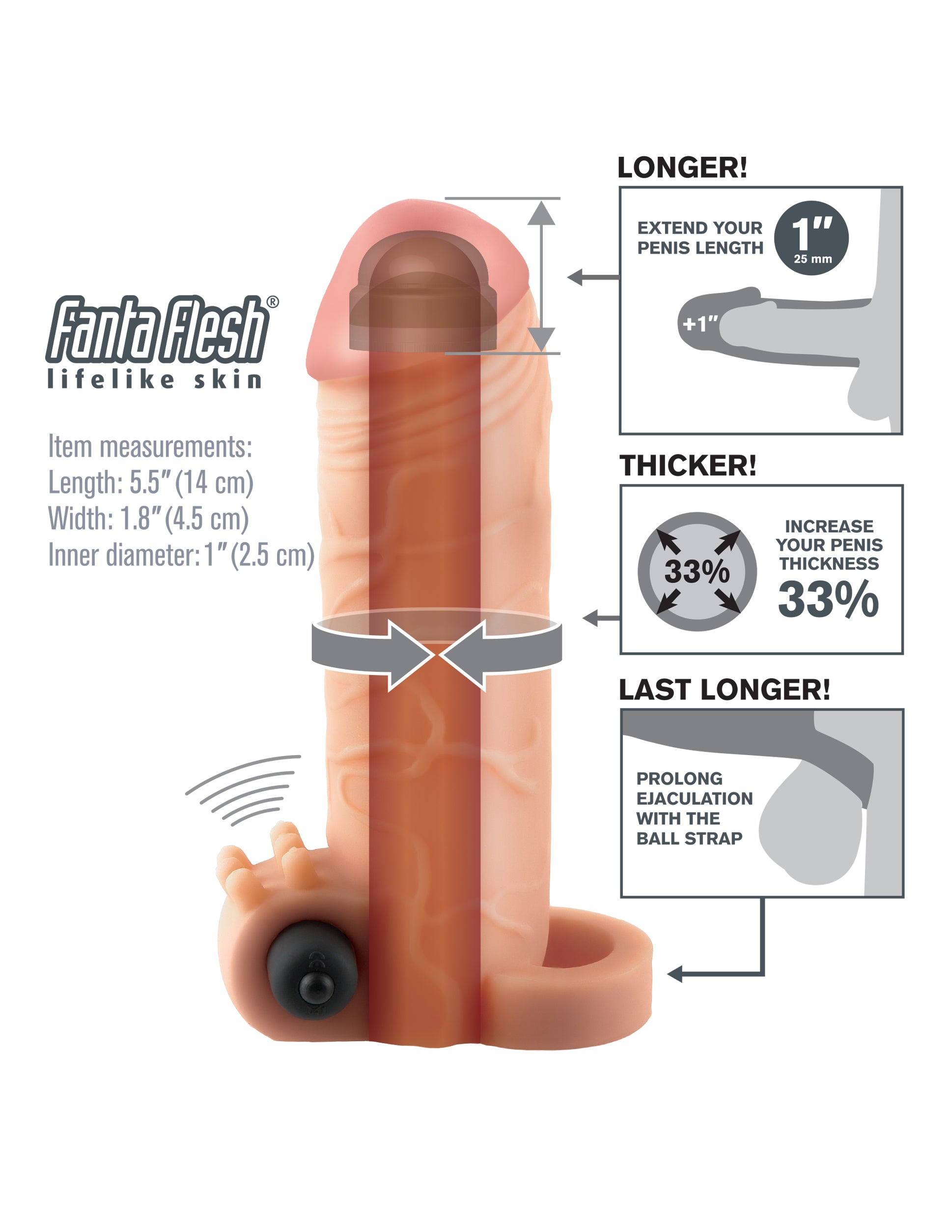 Fantasy X-Tensions - Vibrating Real Feel 1" Extension