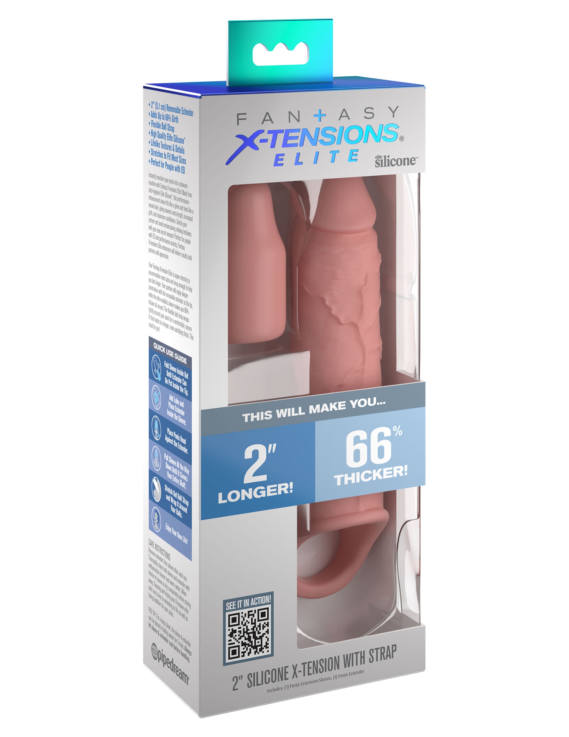 Fantasy X-tensions Elite - 2" Silicone X-tension with Strap - Light