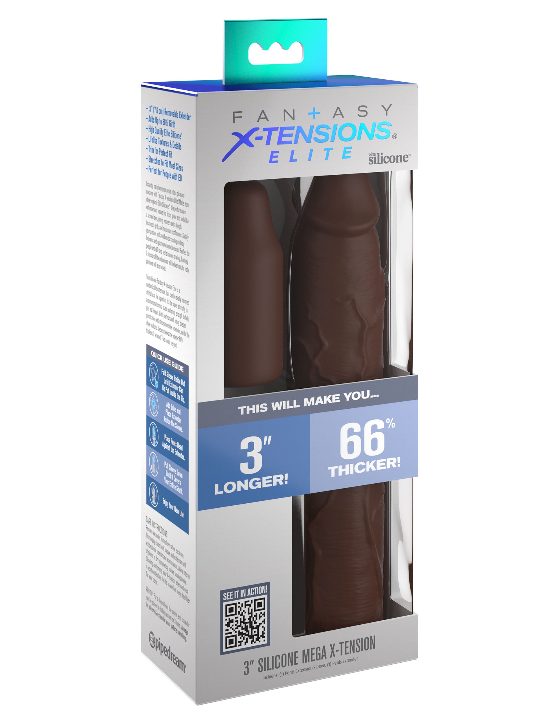 Fantasy X-tensions Elite - 3" Silicone Mega X-tension - Brown