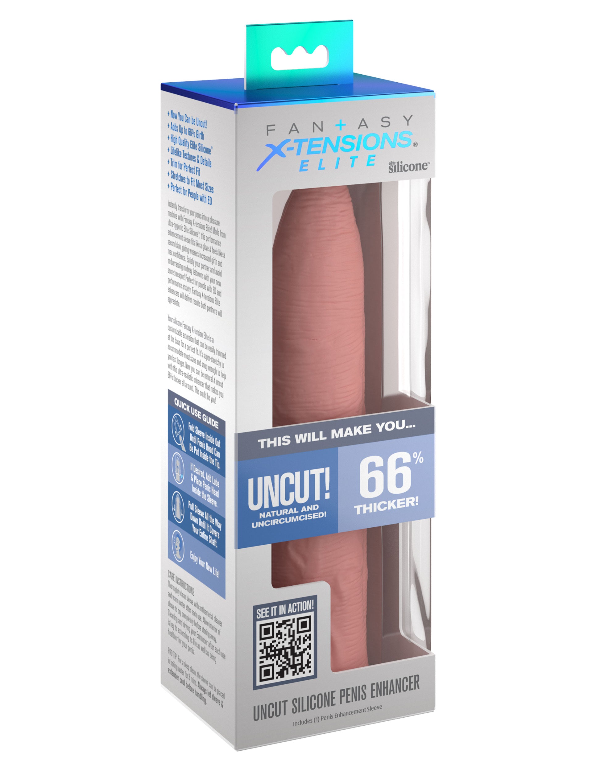 Fantasy X-tensions Elite - Uncut Silicone Penis Enhancer - Light