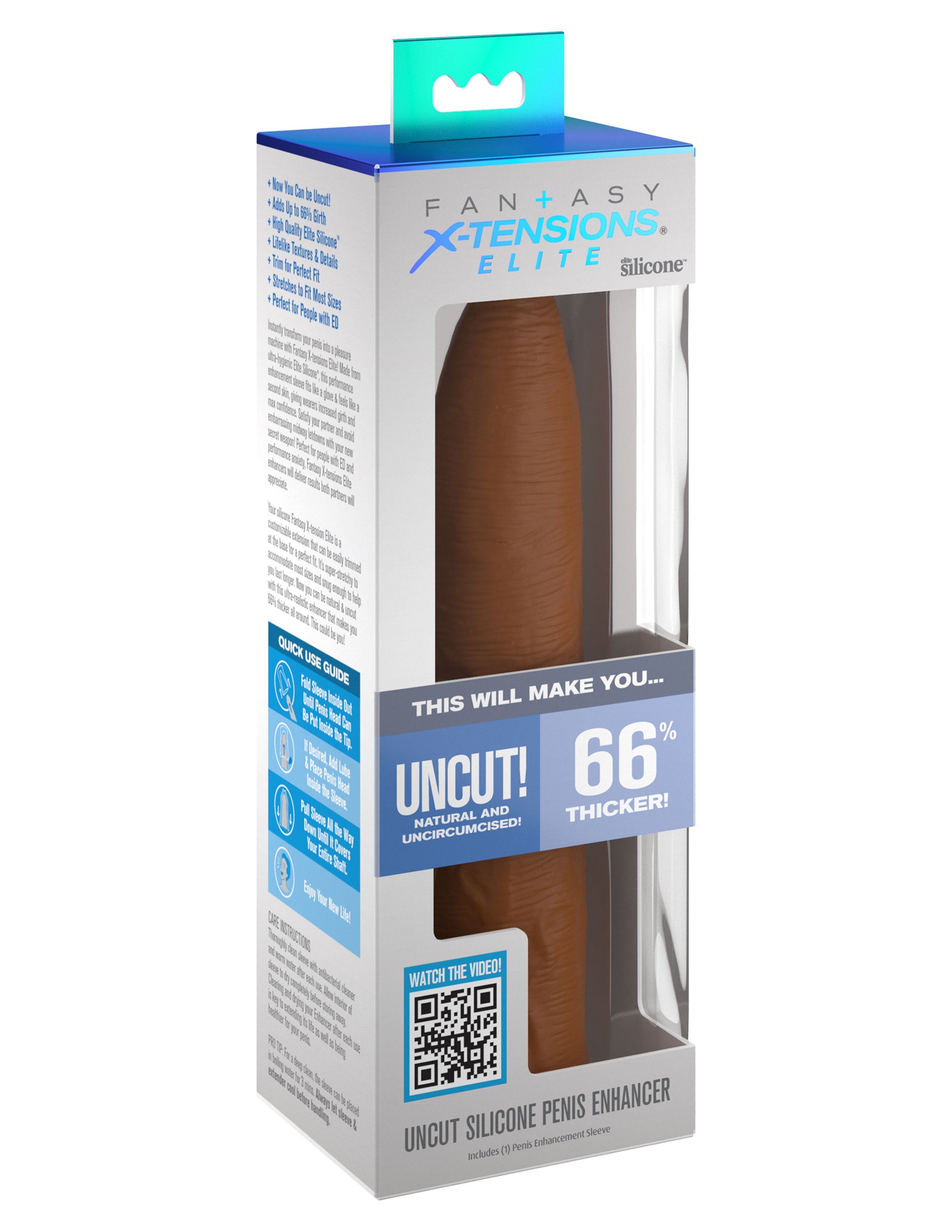 Fantasy X-tensions Elite - Uncut Silicone Penis Enhancer - Tan