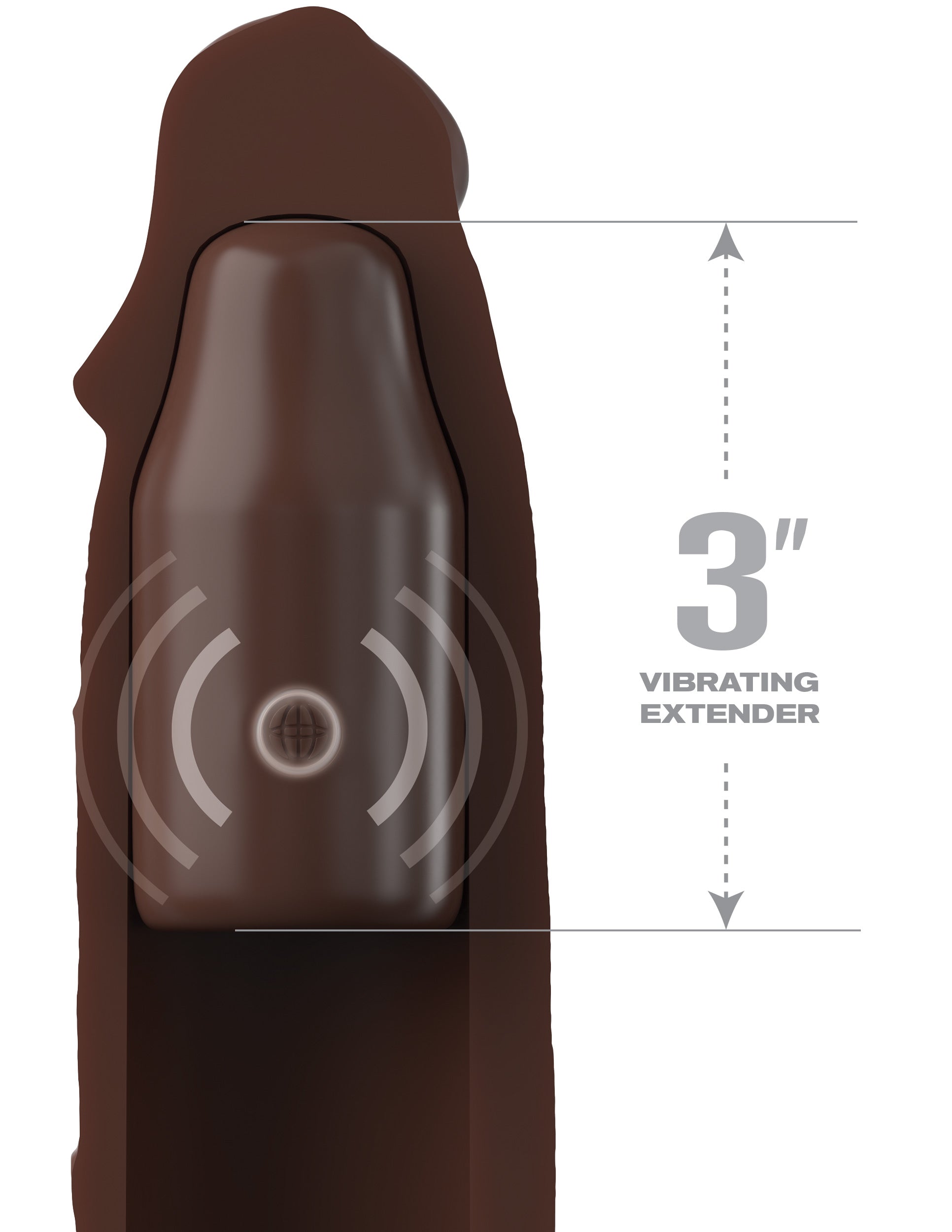 Fantasy X-tensions Elite - 3" Vibrating Mega X-tension with Remote - Brown