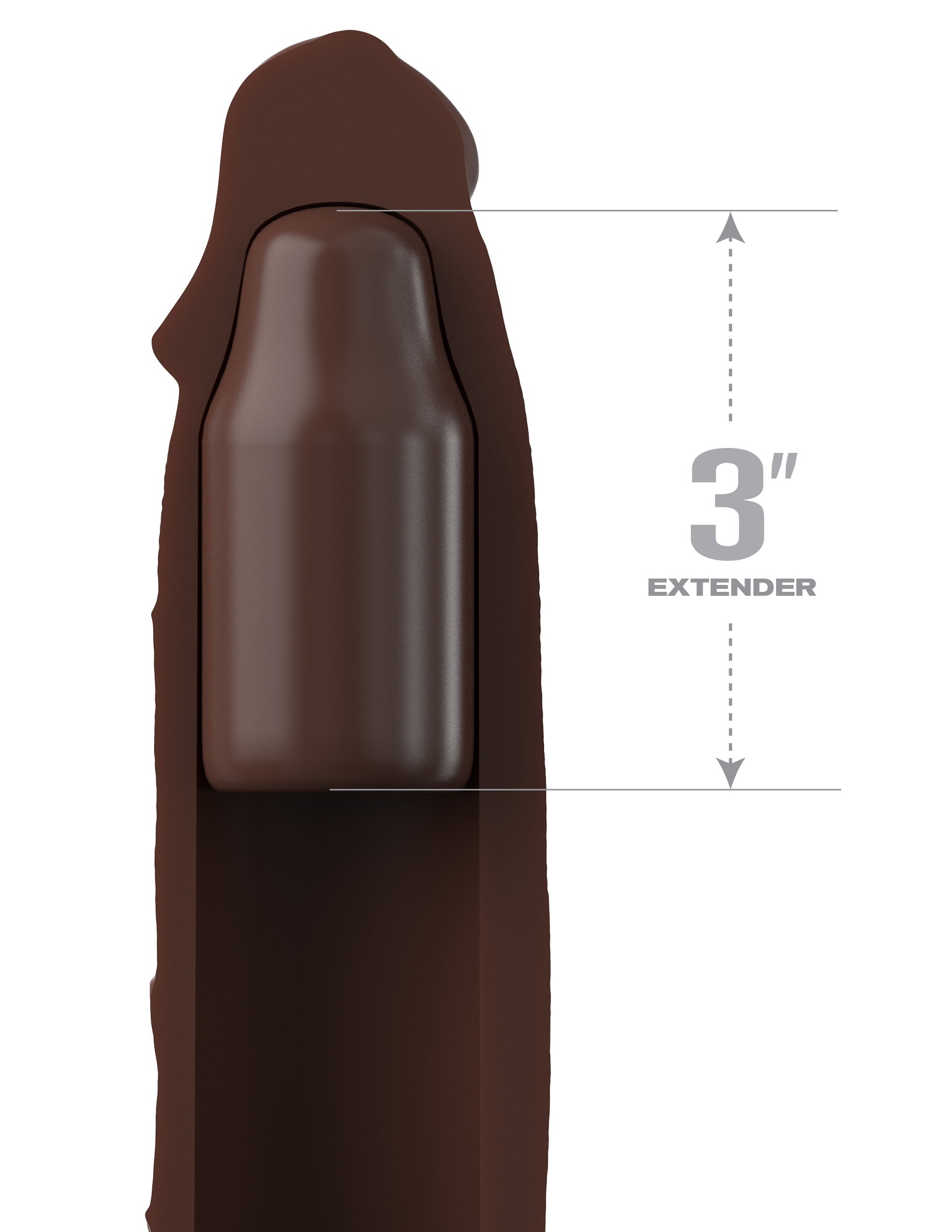 Fantasy X-tensions Elite - 3" Silicone X-tension with Strap - Brown