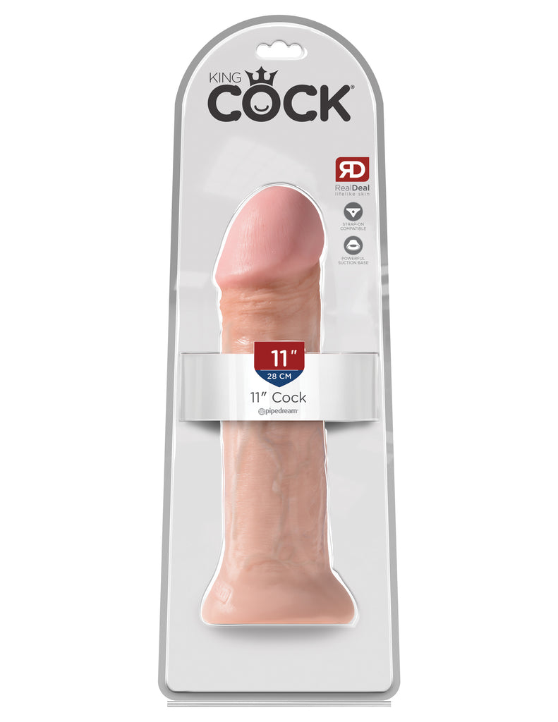 This is an image of The King Cock¬ 11" Cock - Light. . Do you want your first dildo to look and feel just like the rock-hard stud you've always fantasized about? Stop dreaming and get down with the King! Every vein, every shaft, and every head is carefully handcrafted with exquisite detail to give you the most realistic experience ever imagined.