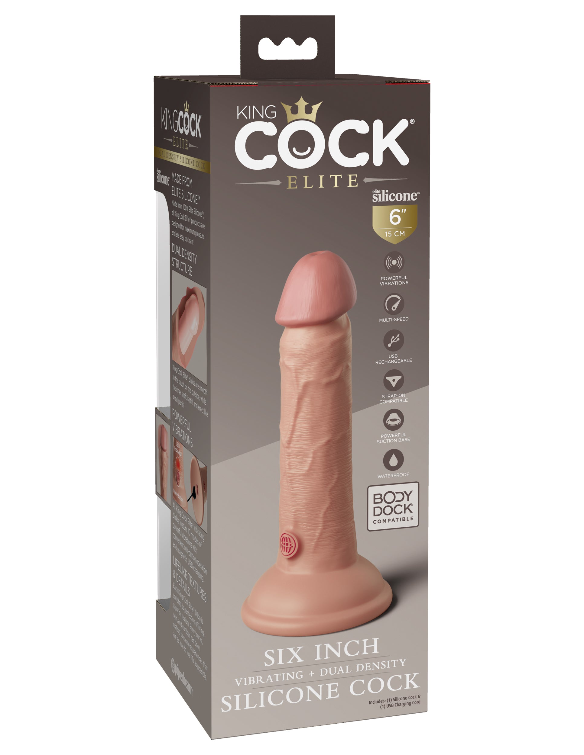 King Cock Elite 6" Vibrating Silicone Dual Density Cock