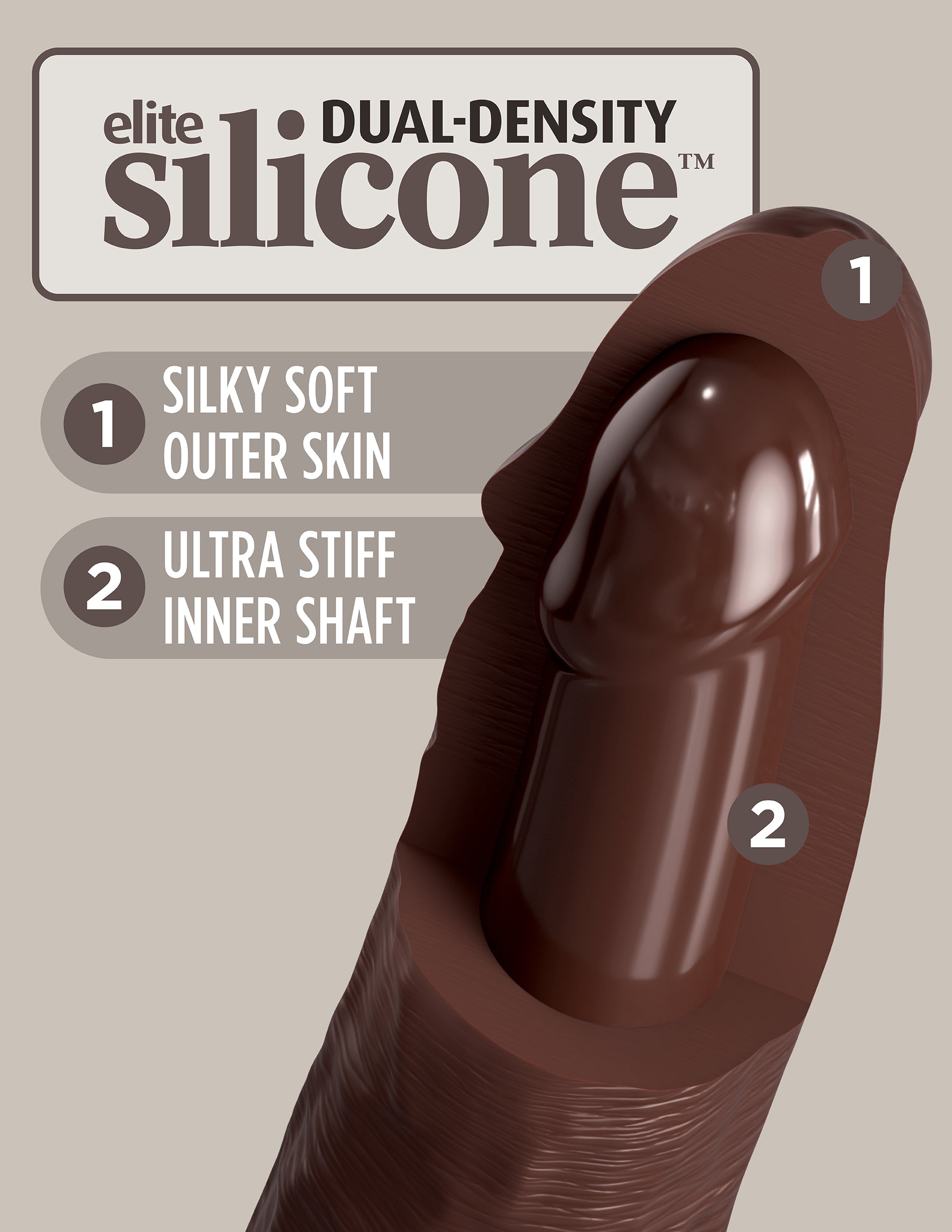 King Cock Elite 7" Vibrating Silicone Dual Density Cock with Remote