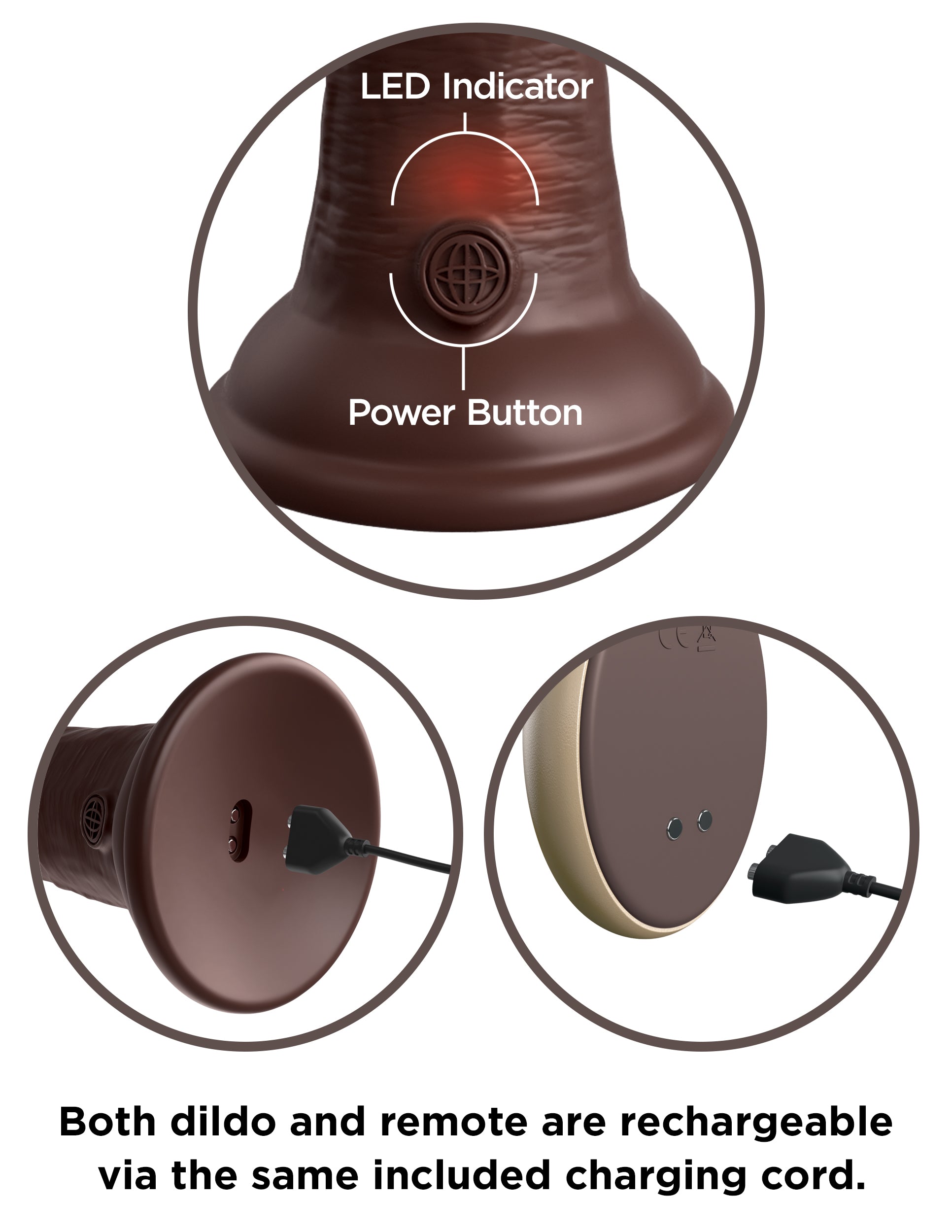 King Cock Elite 7" Vibrating Silicone Dual Density Cock with Remote