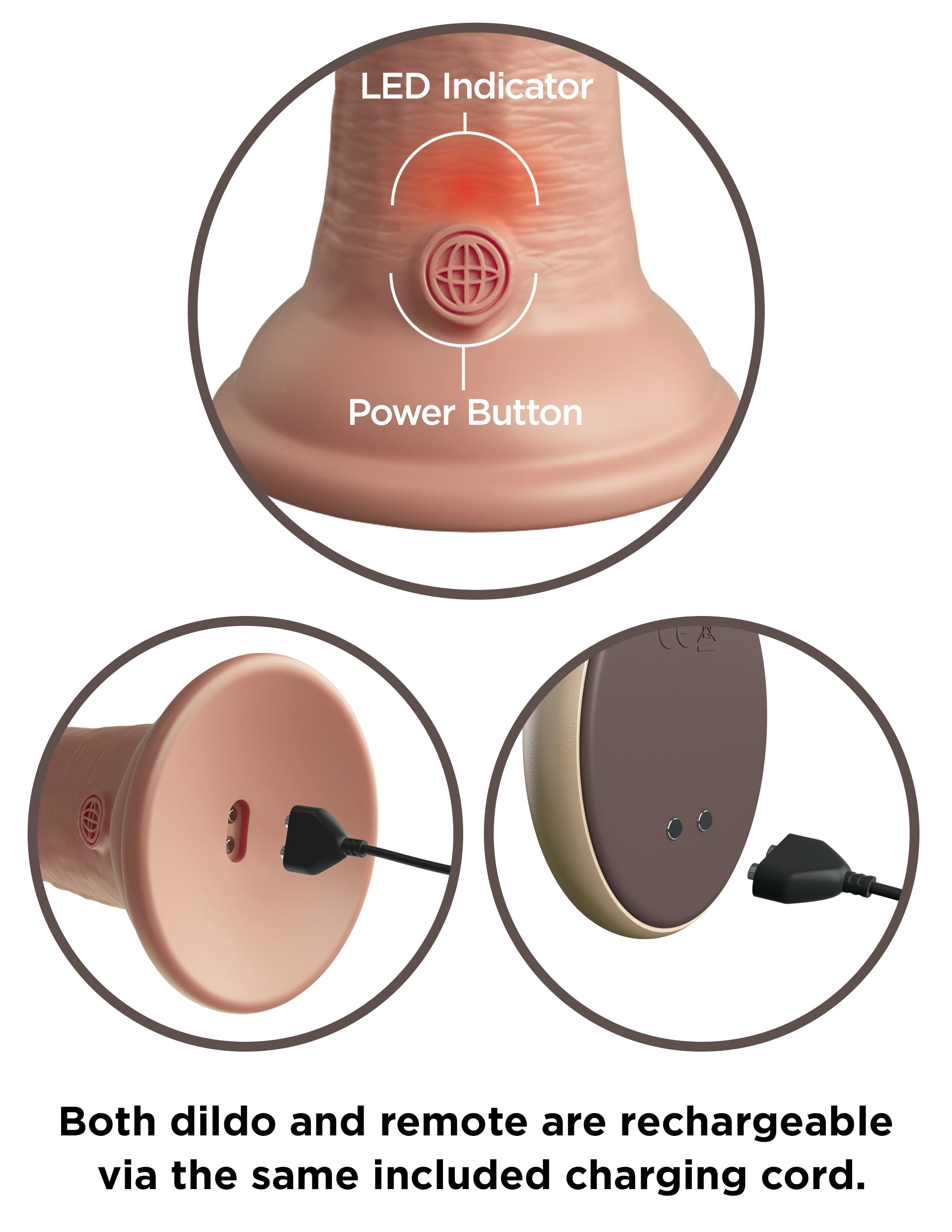 King Cock Elite 9" Vibrating Silicone Dual Density Cock with Remote