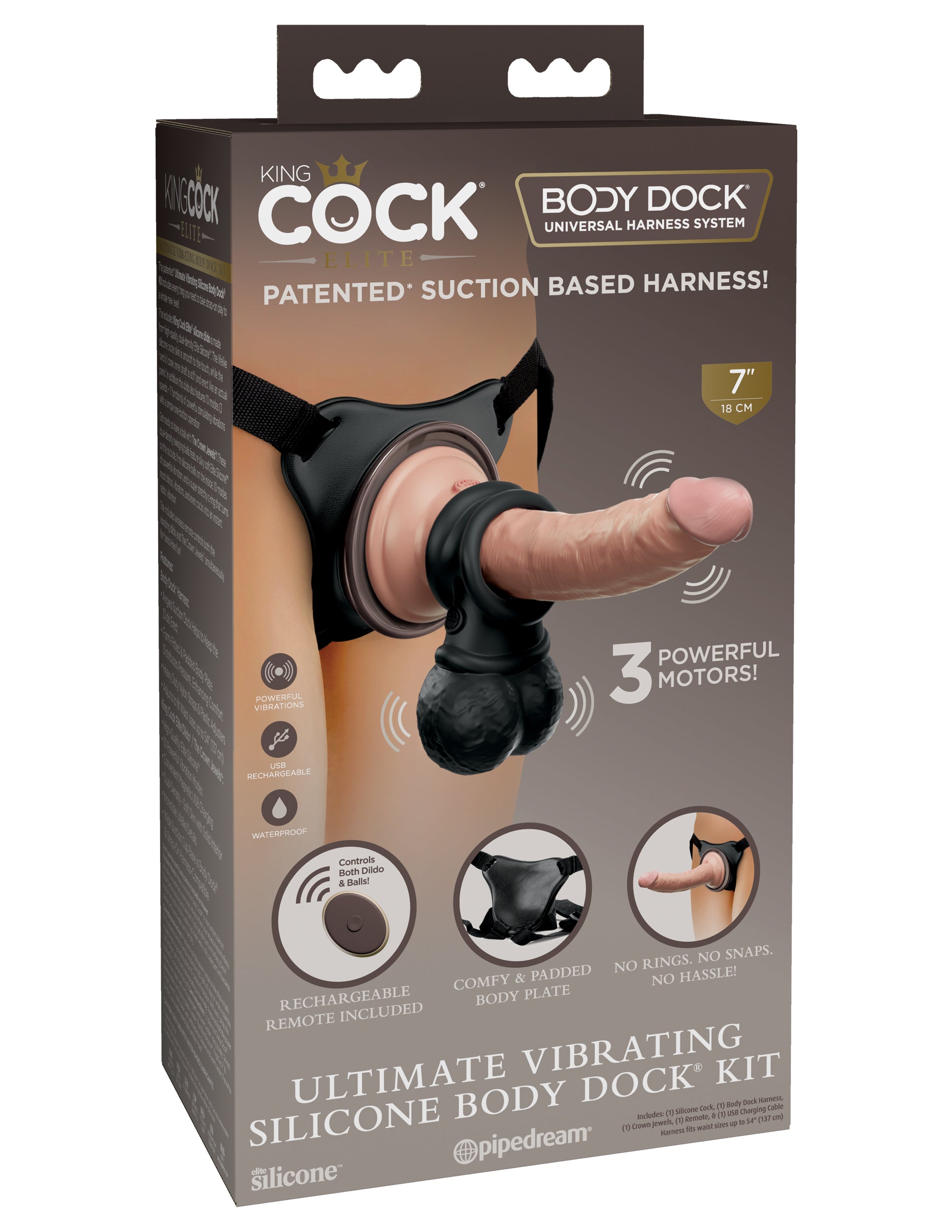 King Cock Elite Ultimate Vibrating Silicone Body Dock Kit