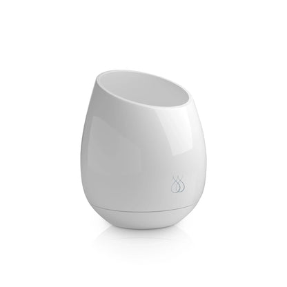 The JIMMYJANE® Pure UV Adult Toys Sanitizer and Love Pods™ Tre Clitoral Vibrator Bundle features a sleek white oval container with a tilted opening, minimalist logo, and built-in UV sanitizing for extra cleanliness.