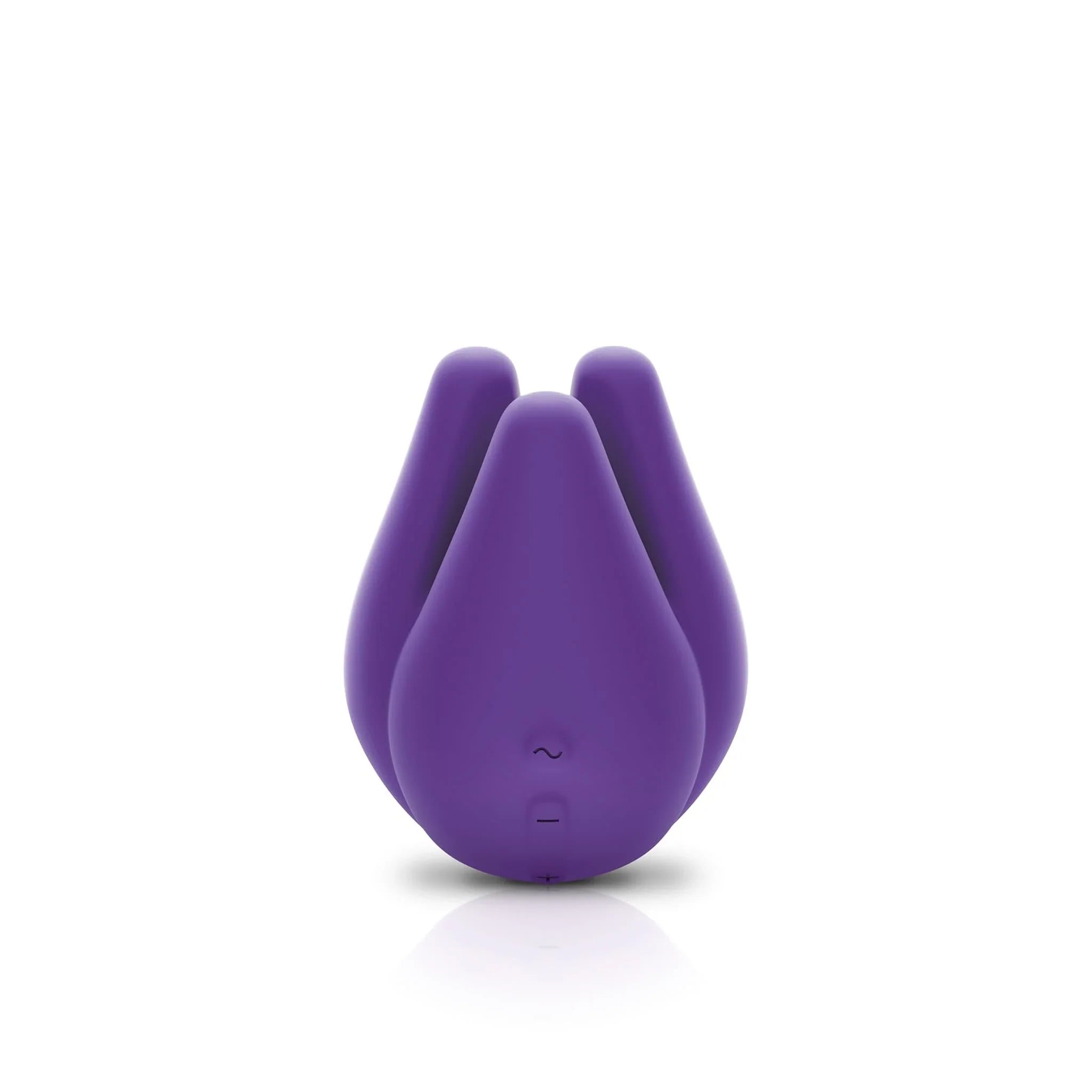 A purple, flower-shaped silicone Love Pods™ Tre Clitoral Vibrator from JIMMYJANE®, included in the Pure UV Adult Toys Sanitizer and Vibrator Bundle, displayed against a white background.