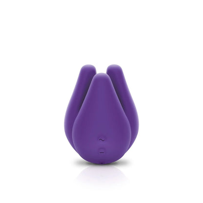 A purple, flower-shaped silicone Love Pods™ Tre Clitoral Vibrator from JIMMYJANE®, included in the Pure UV Adult Toys Sanitizer and Vibrator Bundle, displayed against a white background.