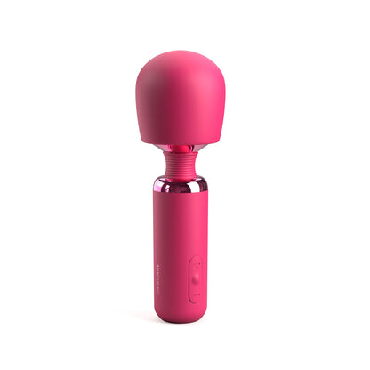 The upright Exona™ Electric Massager by JIMMYJANE® features a bright pink ergonomic design, rounded head, control buttons, and multiple vibration modes for personalized relaxation.