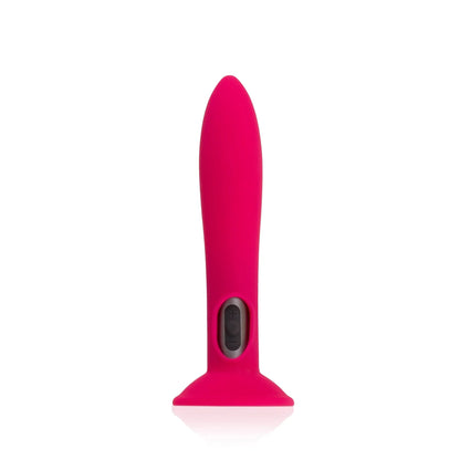 The JIMMYJANE® Chroma™Sleeve 1 is a pink silicone, plug-shaped adult toy with a flared base, hands-free suction cup, and small control button, shown on a white background.