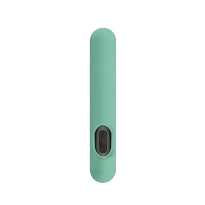 The JIMMYJANE® Chroma™ Sleeve 3 is a mint green bullet vibrator with a black button, displayed vertically on a white background, and comes with a smooth silicone sleeve for added comfort.