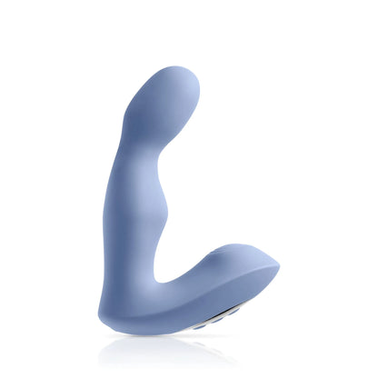 The Pulsus™ by JIMMYJANE® is a light blue, L-shaped silicone massager with a smooth, curved design for precise prostate stimulation, shown on a white background.