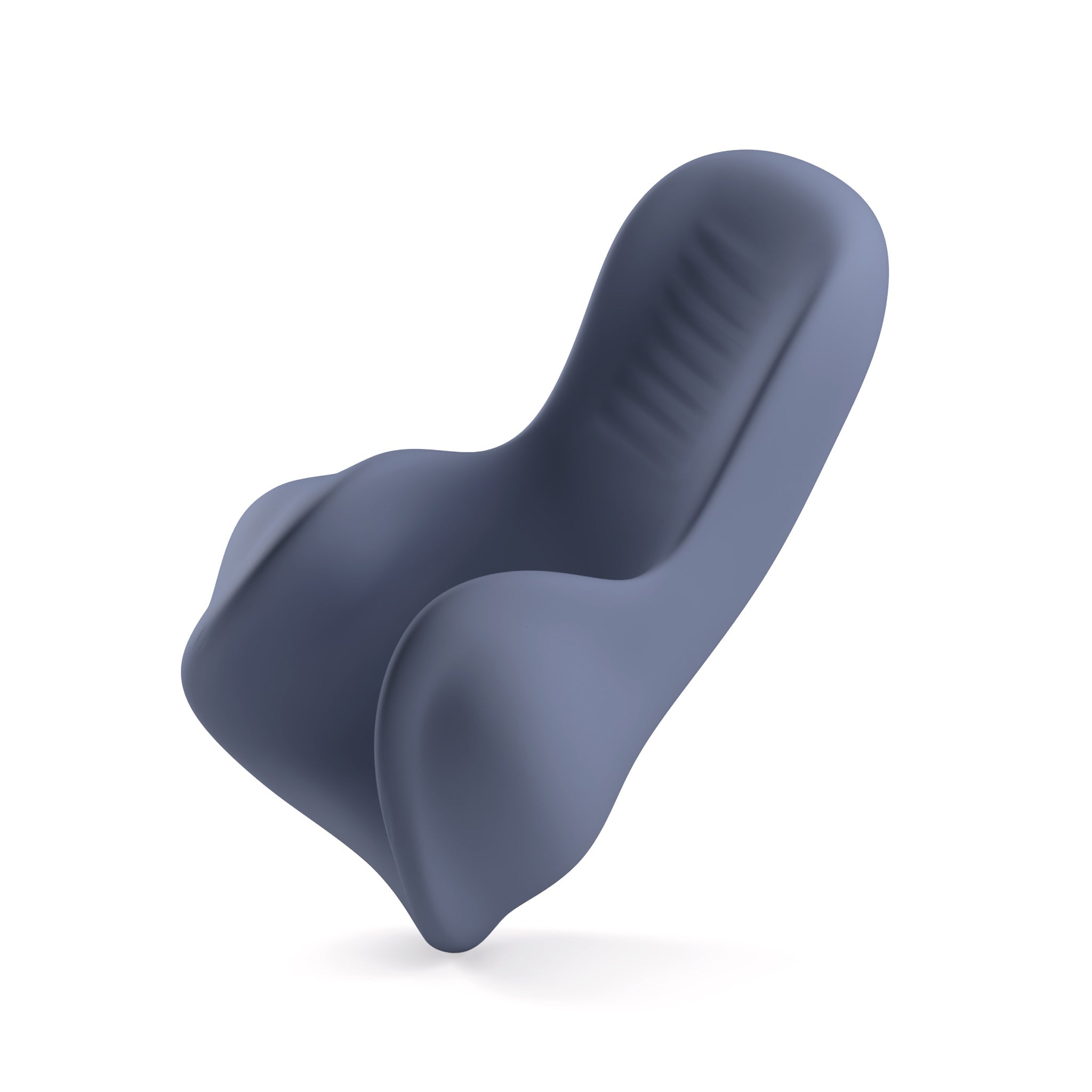 The Astra® ergonomic chair by JIMMYJANE® features smooth gray curves and a high-tech, minimalist design, isolated on a white background.