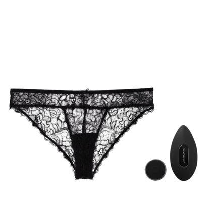 JIMMYJANE® Ascend 3® Black Bullet Vibrator and Carpo™ Vibrating Panties Bundle shown with sleek black remote on a white background.