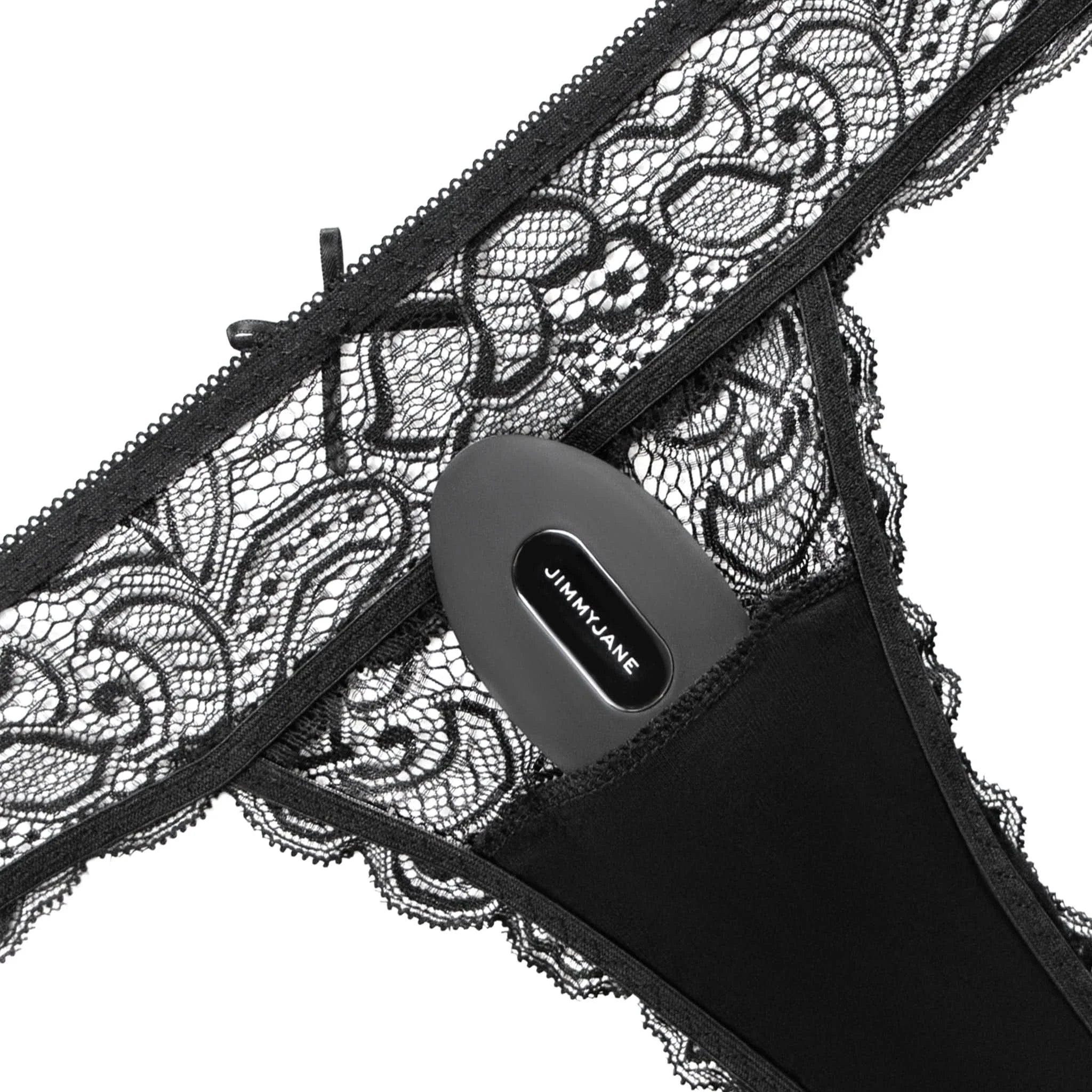 Experience the JIMMYJANE® Ascend 3® Black Bullet Vibrator and Carpo™ Vibrating Panties Bundle—sleek, black lace panties discreetly featuring the powerful Ascend 3® for an elevated, hidden vibrating experience.