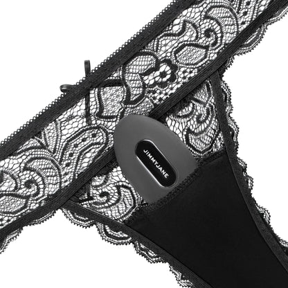 Experience the JIMMYJANE® Ascend 3® Black Bullet Vibrator and Carpo™ Vibrating Panties Bundle—sleek, black lace panties discreetly featuring the powerful Ascend 3® for an elevated, hidden vibrating experience.