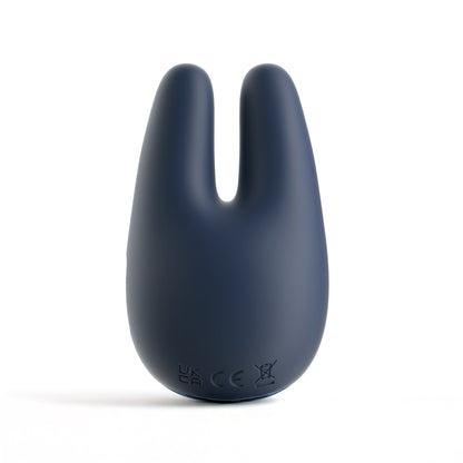 The JIMMYJANE® Form 2® Pro is a dark blue silicone device with two upright rounded prongs, designed for intense clitoral stimulation, shown on a white background.