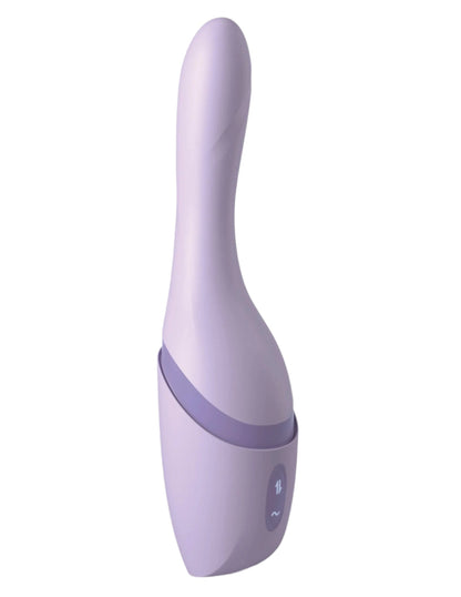 The JIMMYJANE® Hello Bang™ is a light purple, curved personal massager with a smooth finish, two base buttons, and powerful vibrations, shown on a white background.