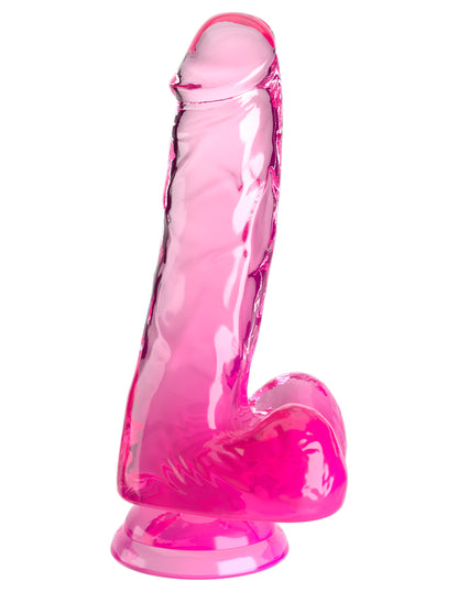 King Cock Clear 6" Cock with Balls - Pink
